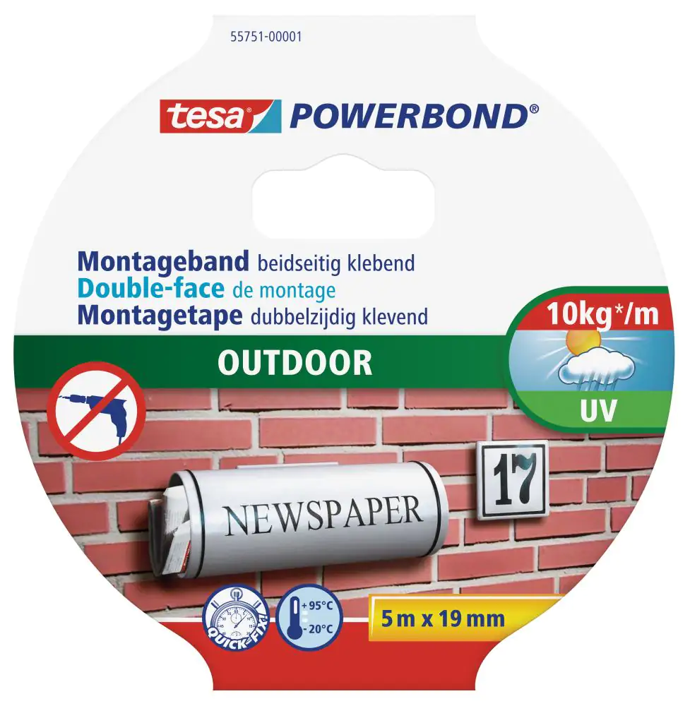 tesa doppelseitiges Montageband Outdoor 5 m x 19 mm