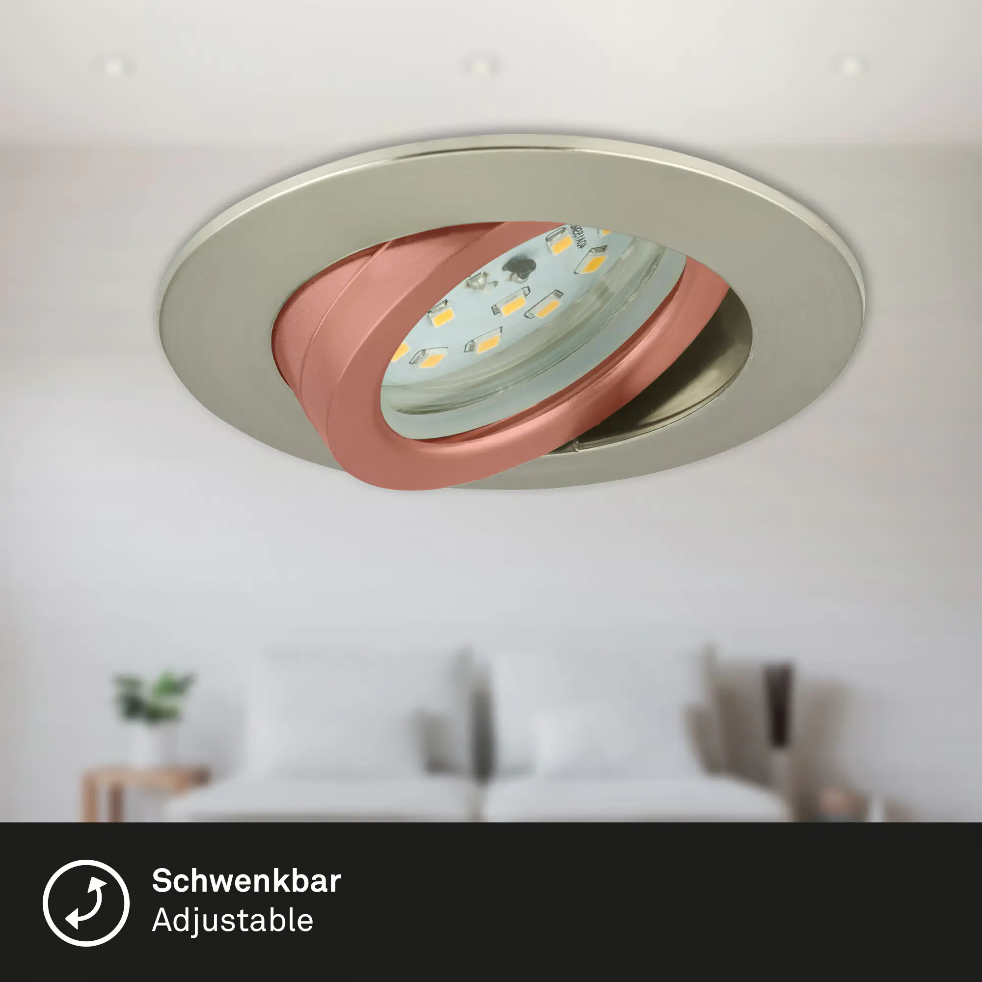 Briloner LED Einbauleuchten Attach 3er Pack, 5,5 W, warmweiß matt-nickel