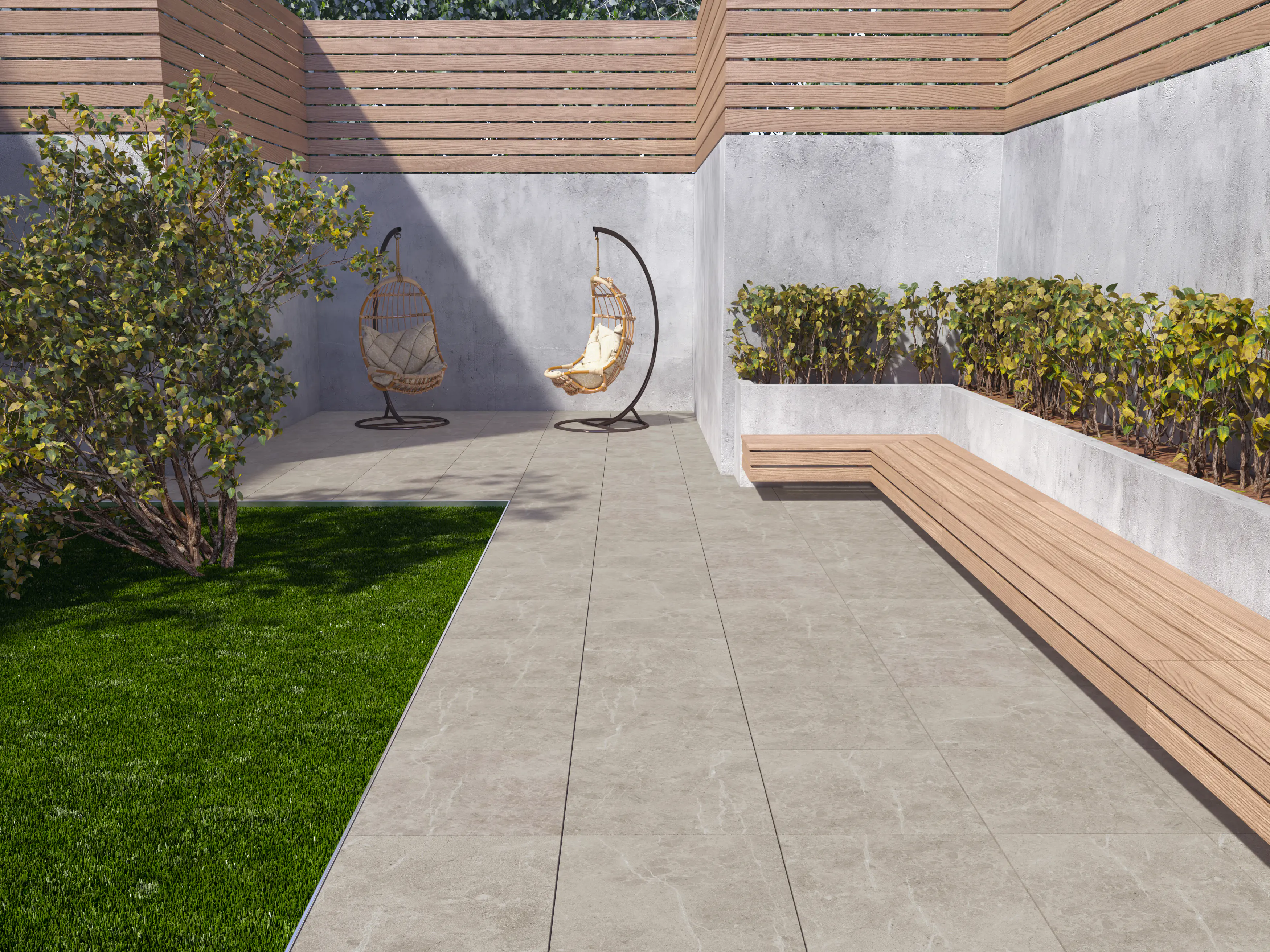 Terrassenplatte Feinsteinzeug Botticino 60 x 60 x 2 cm grau