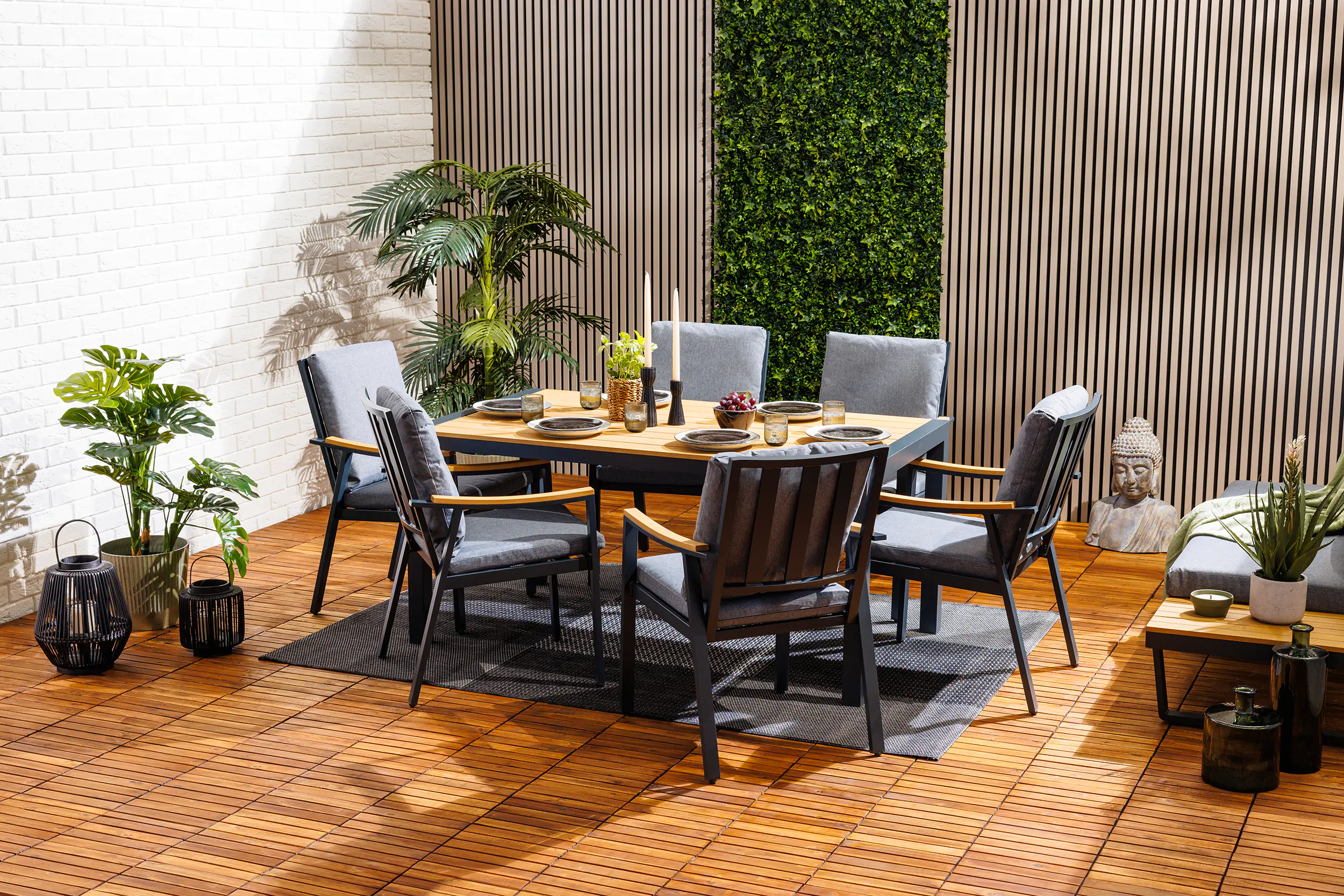 Primaster Dining Möbelset Eukalyptus Shanghai 7-teilig