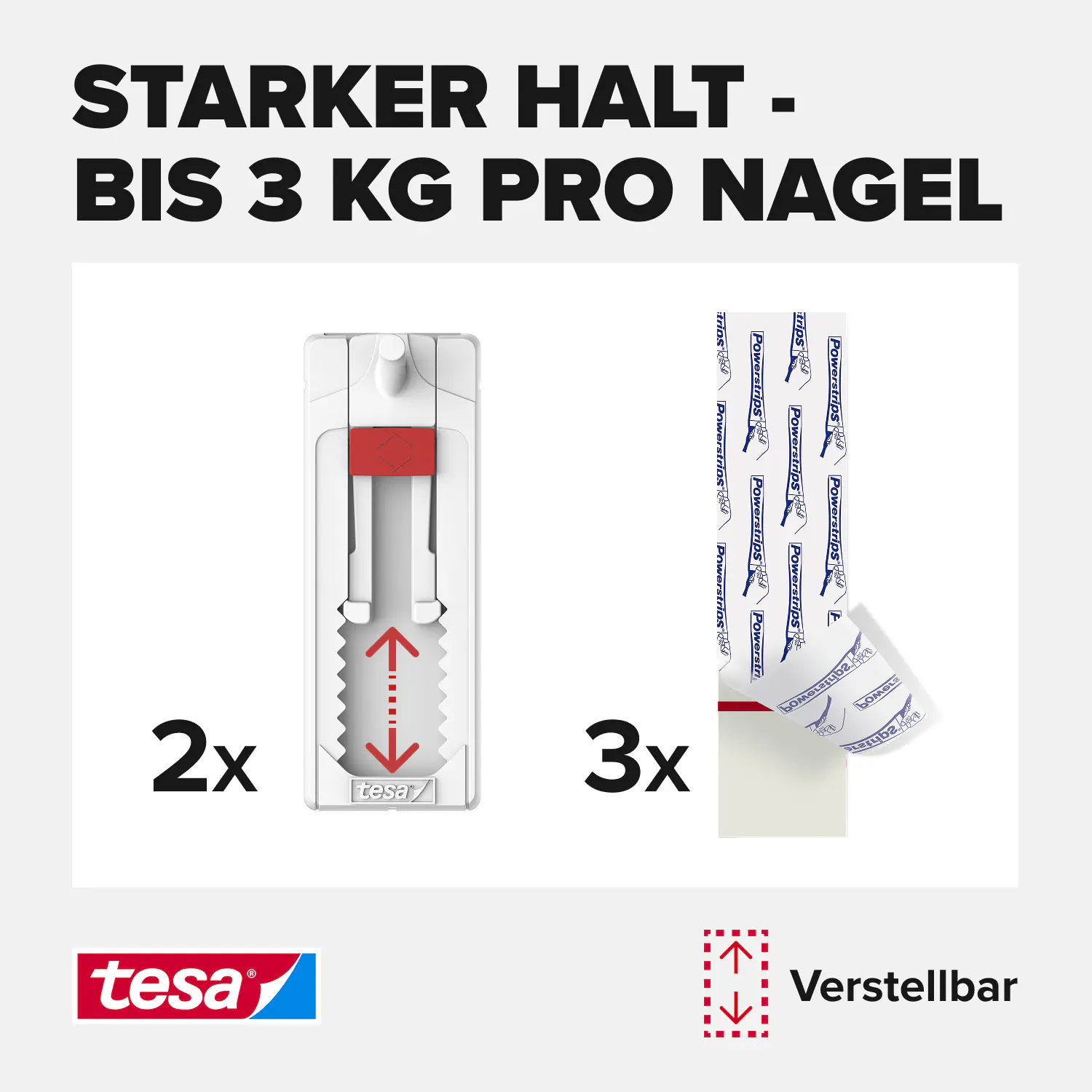 tesa Klebenagel Traglast 3 kg, 2 Stück