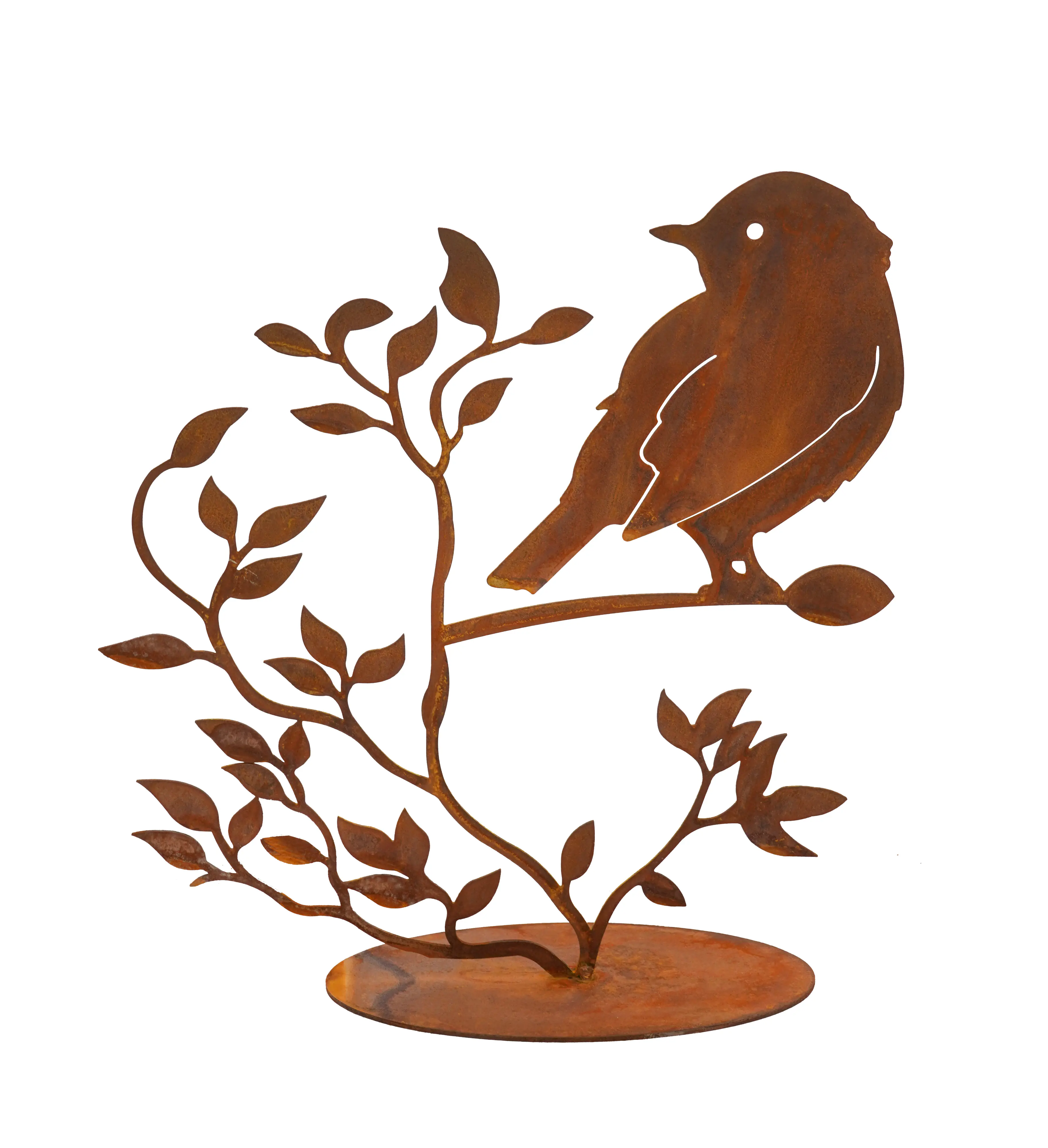 Badeko Gartenfigur Vogel Selli mit Bodenplatte Stahl 30 x 28 cm braun