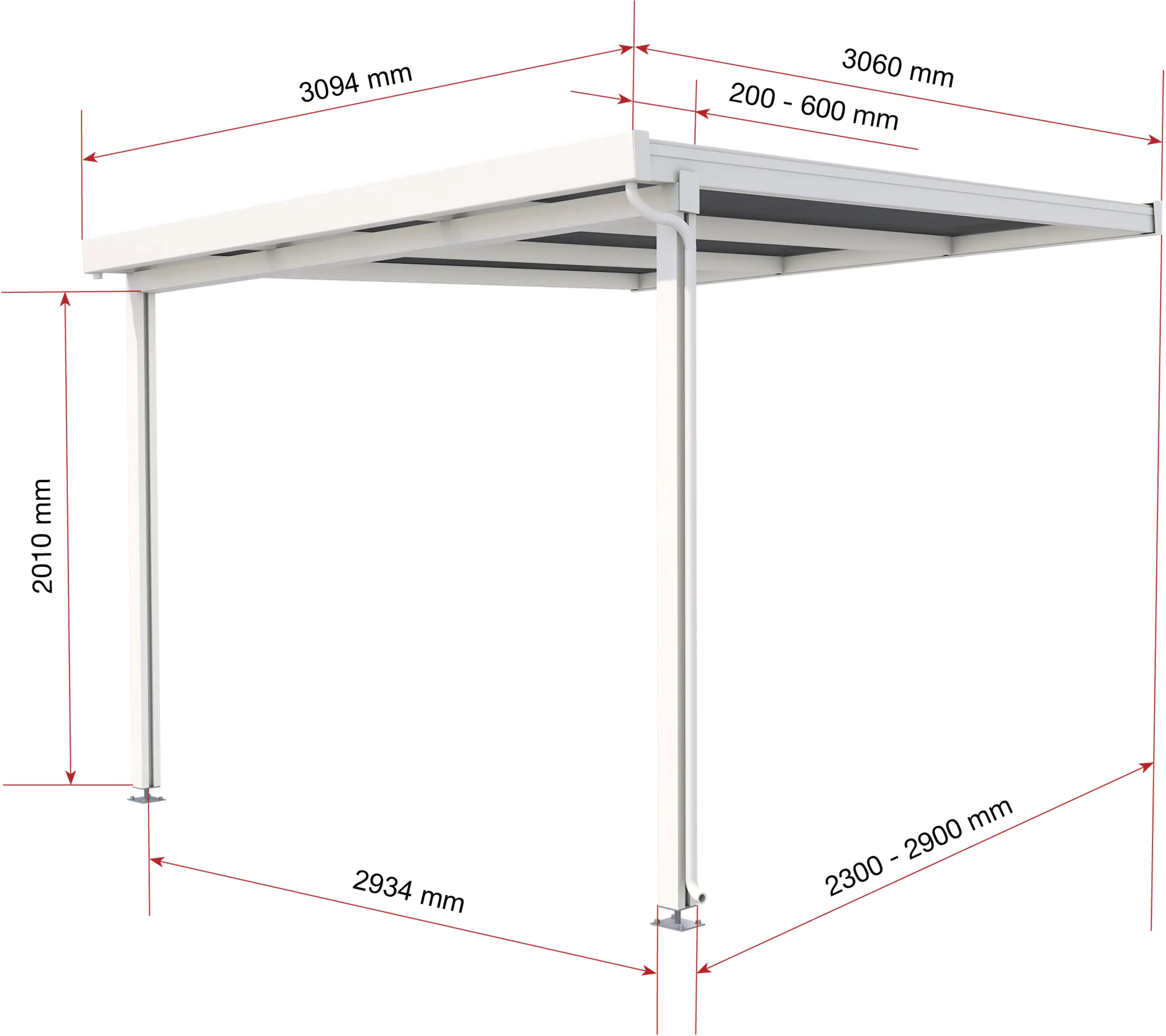 Gutta Premium Terrassendach 309,4 x 306 cm weiß Acryl klar 16 mm