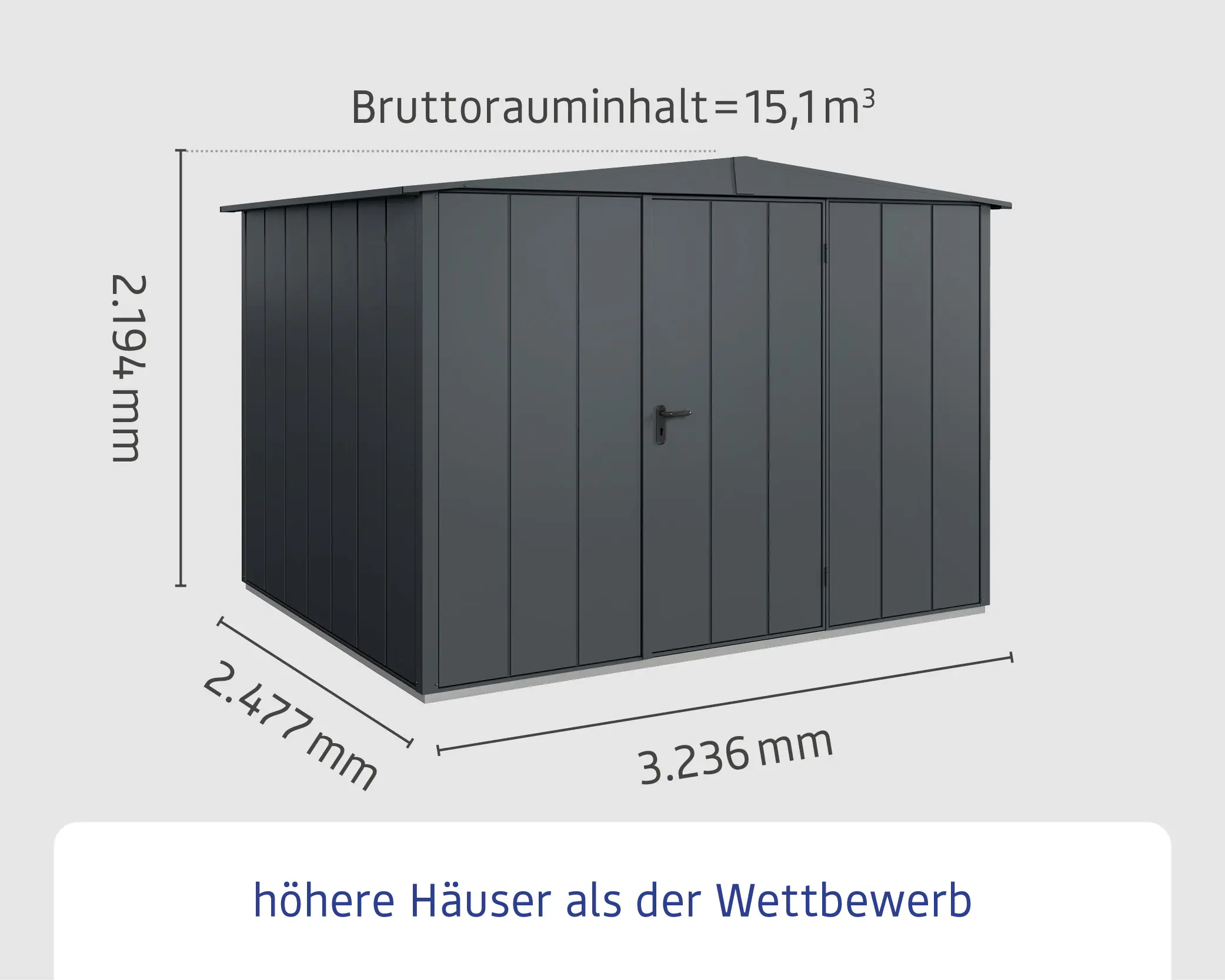 EcoStar Gerätehaus Elegant-S Typ 3 anthrazitgrau323,6 x 247,7 x 219,4 cm