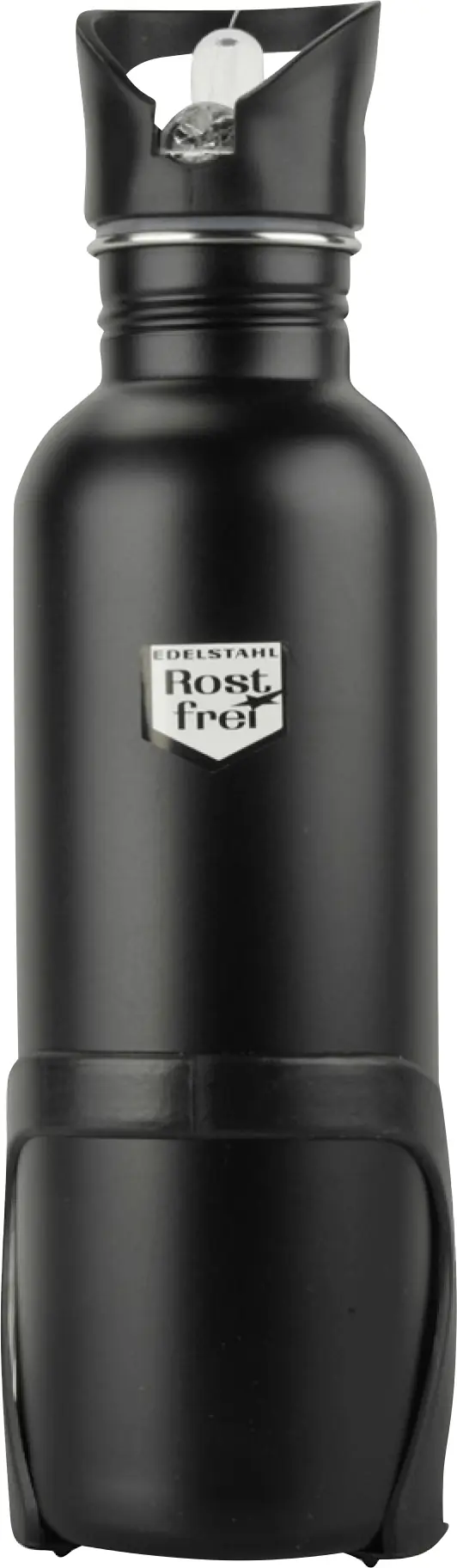 Fischer Edelstahl Trinkflasche schwarz matt 750 ml inkl. Halter