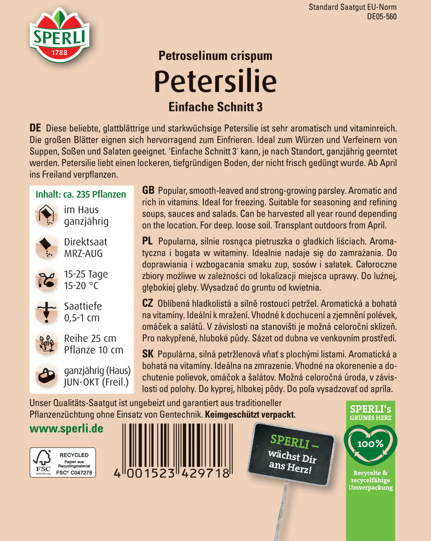 Sperli Petersilie Einfache Schnitt 3