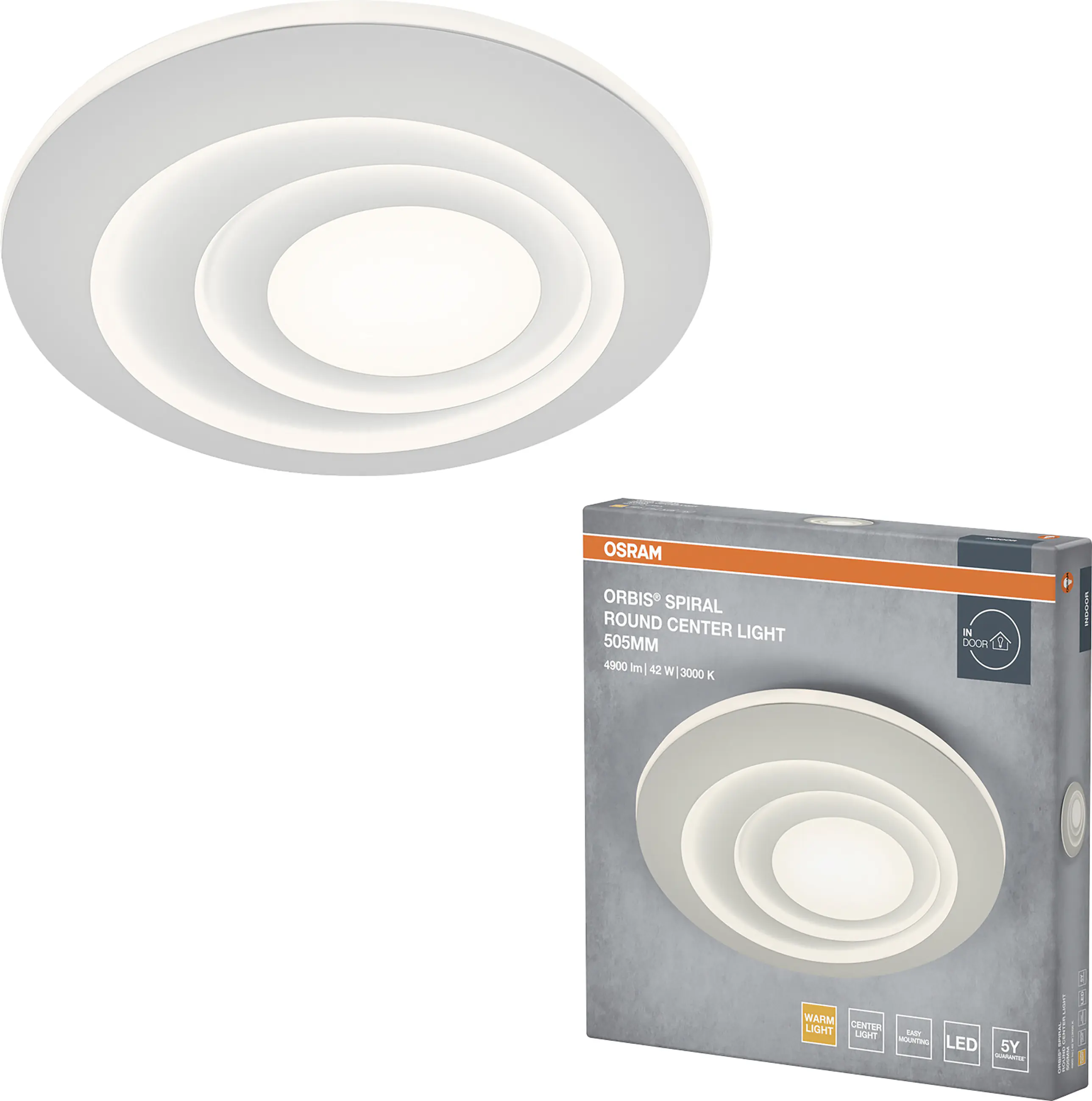 Osram LED Deckenleuchte Orbis Spiral Round weiß Ø 51 cm 42 W 