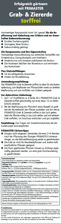 Primaster Zier- & Graberde torffrei 40 L