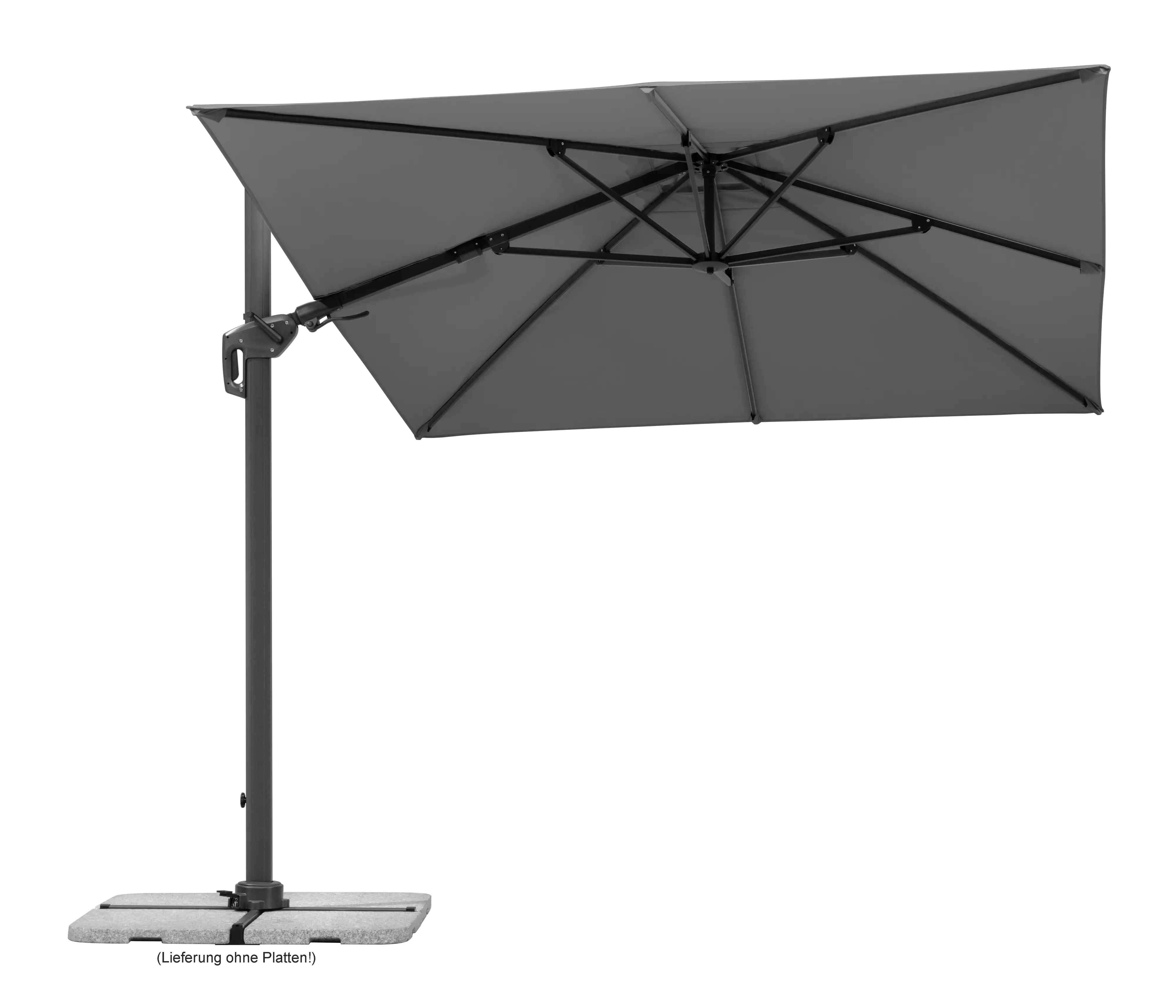 Schneider Ampelschirm Rhodos Twist anthrazit 350 x 260 cm inkl. Sonnenschirmhülle