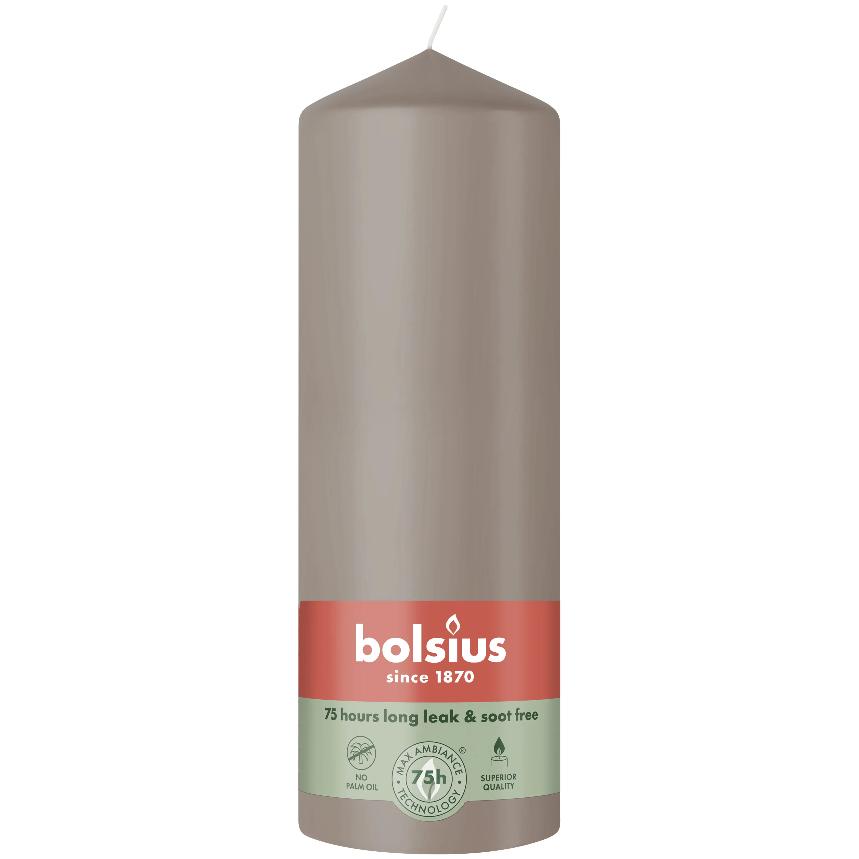 Bolsius Stumpenkerze helles taupe 20 cm Ø 6,8 cm 
