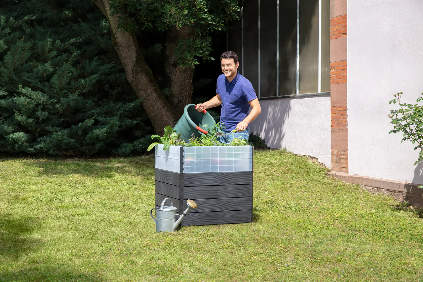 Garantia Hochbeet Ergo Quadro Turbo L 75 80 x 80 x 75 cm, wood, Wassersystem & Wachstumsmodul