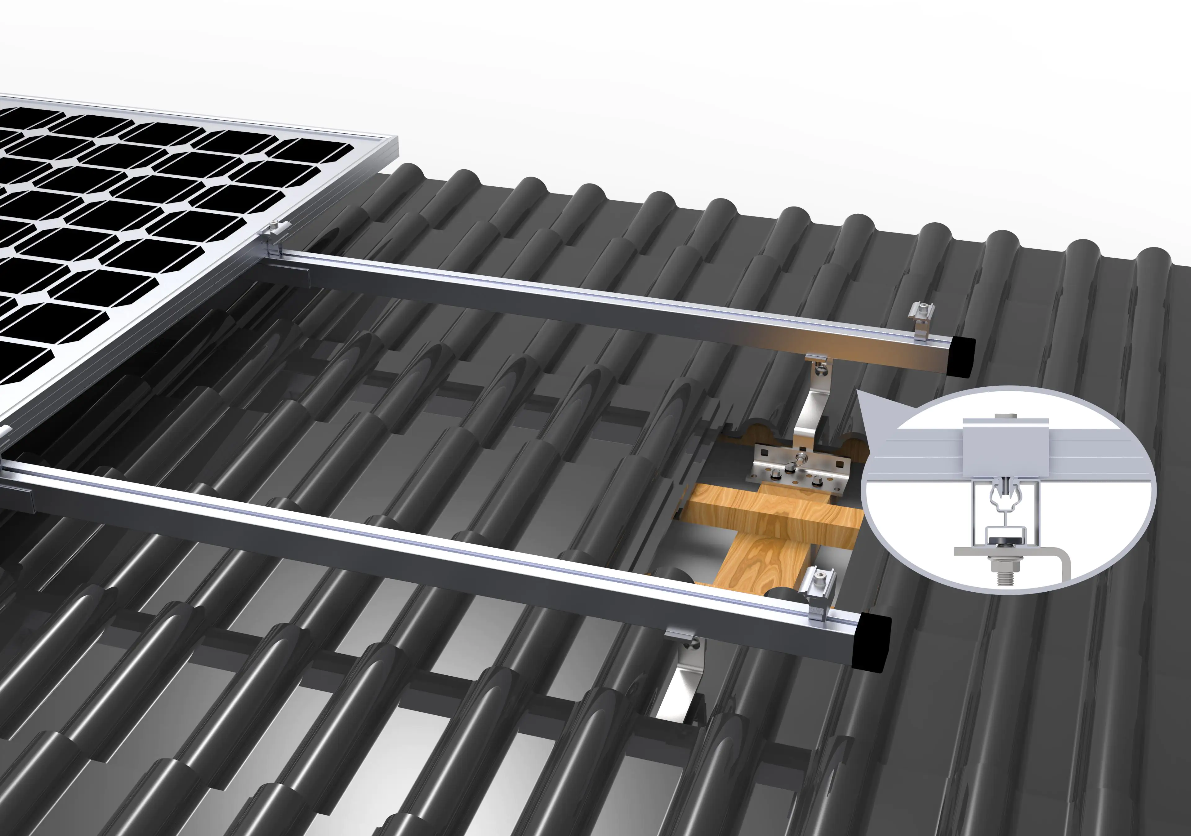 Sunlit Ziegeldach-Halterung für 4 Solarmodule 