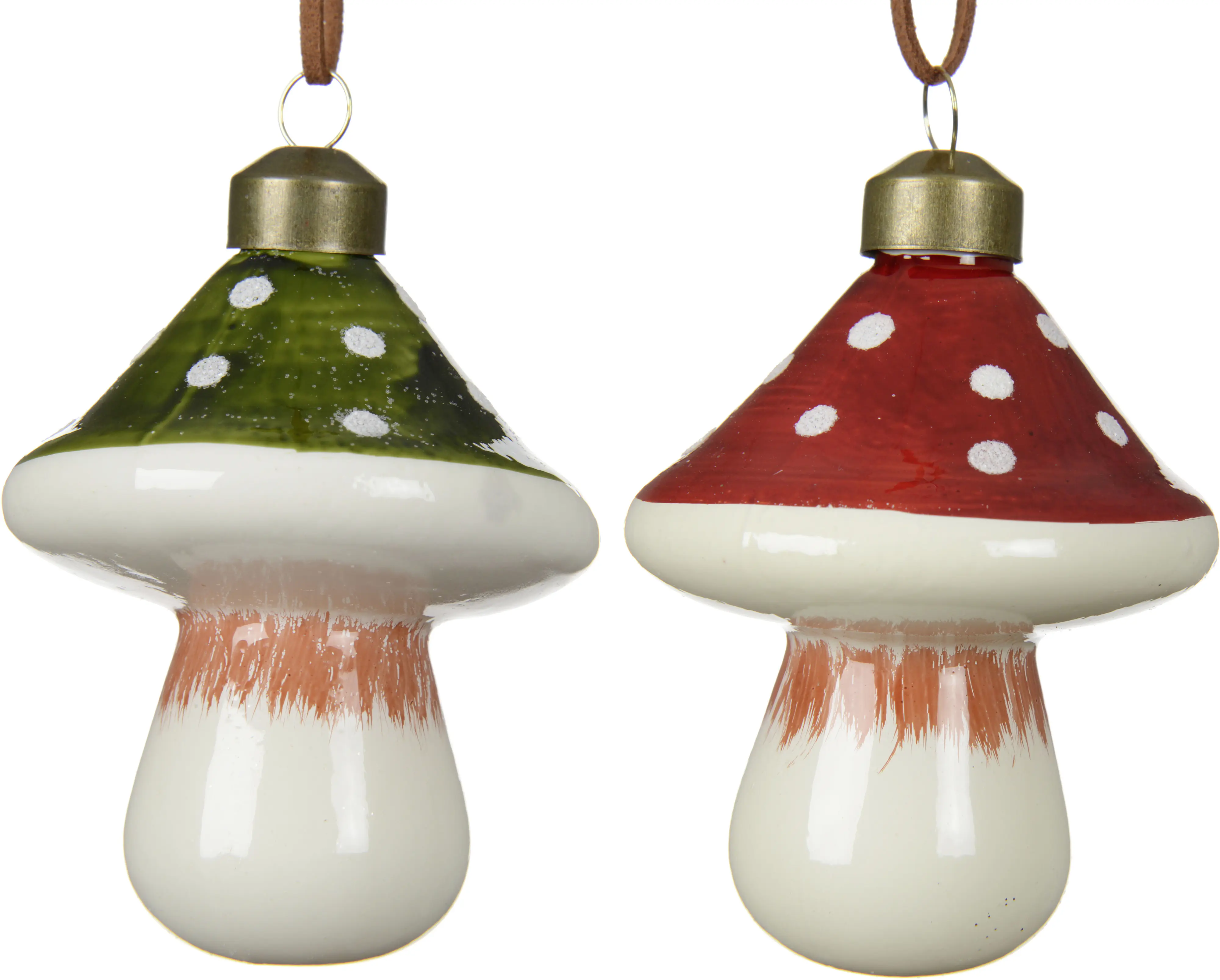 Decoris Weihnachtsanhänger Pilz aus Glas 7 x 9 cm bunt 2-fach sortiert