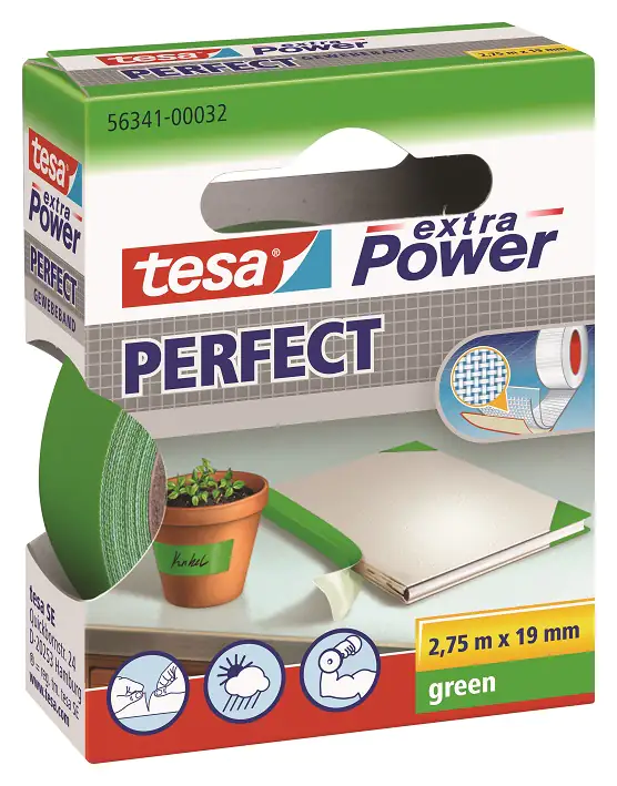 tesa extra Power Gewebeband Perfect 2,75 m x 19 mm, grün