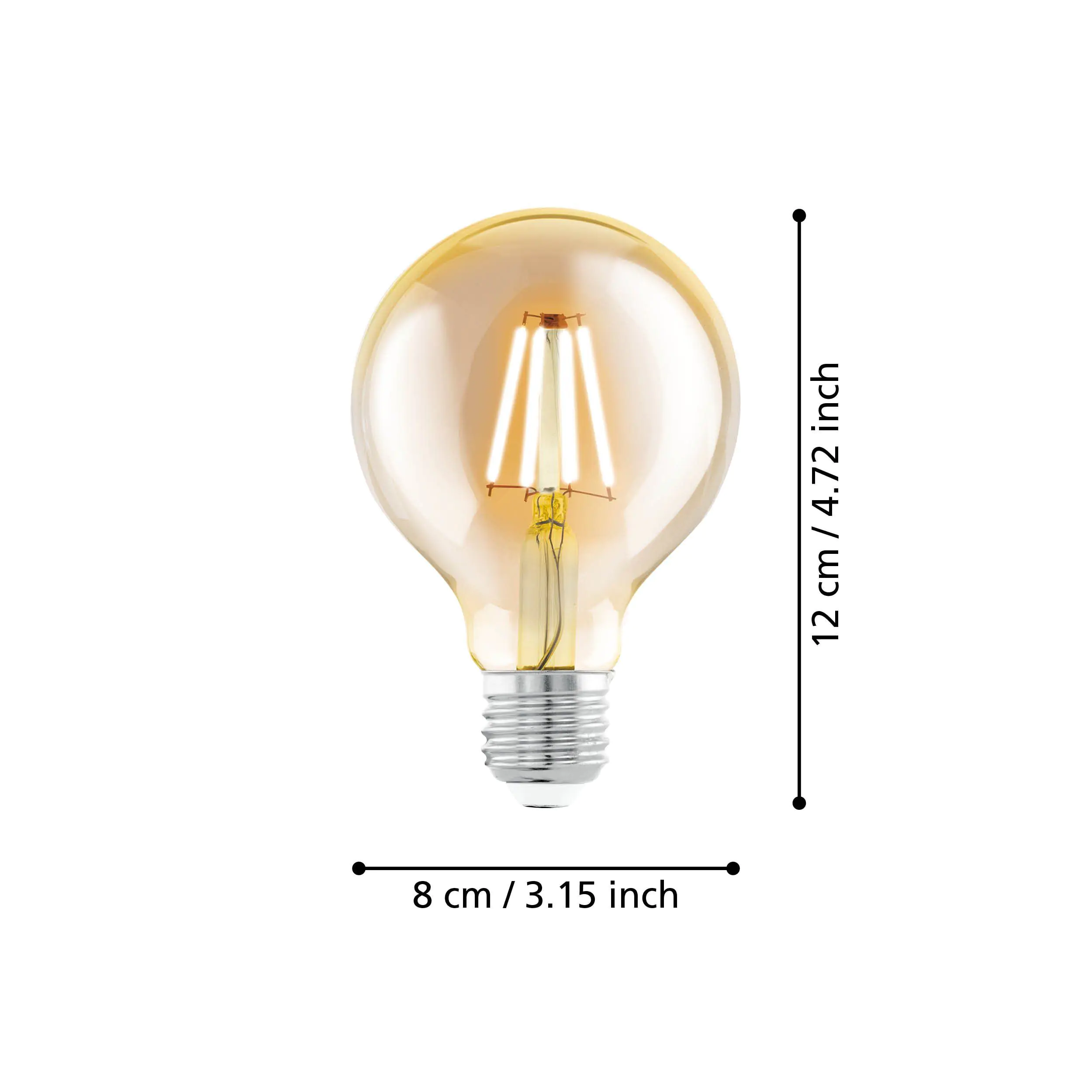 Eglo LED Leuchtmittel G80 E27 Globeform 4 W warmweiß amber