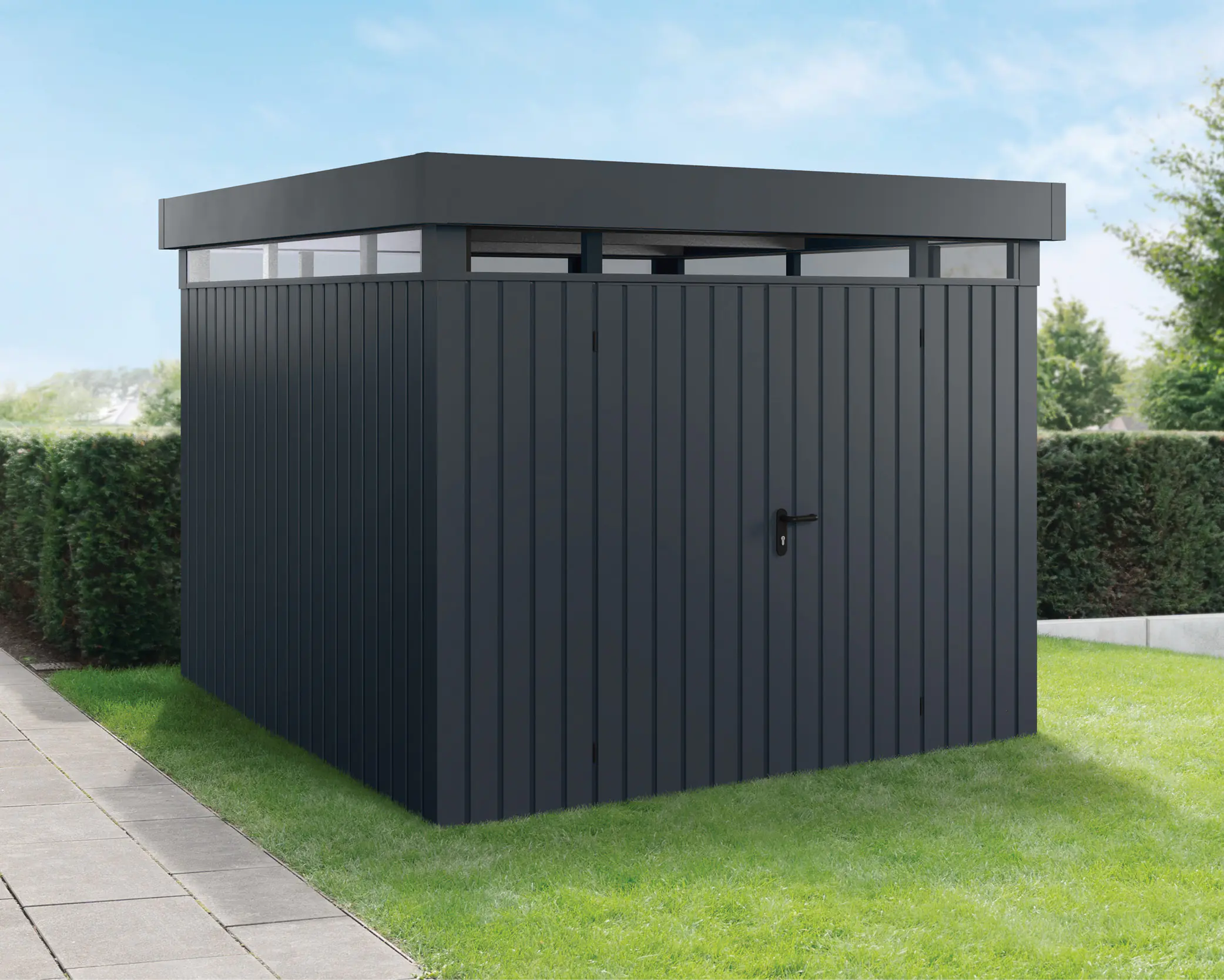 EcoStar Metallgerätehaus Euroline EFD10 LB anthrazit 262 x 262 cm 2-flg.