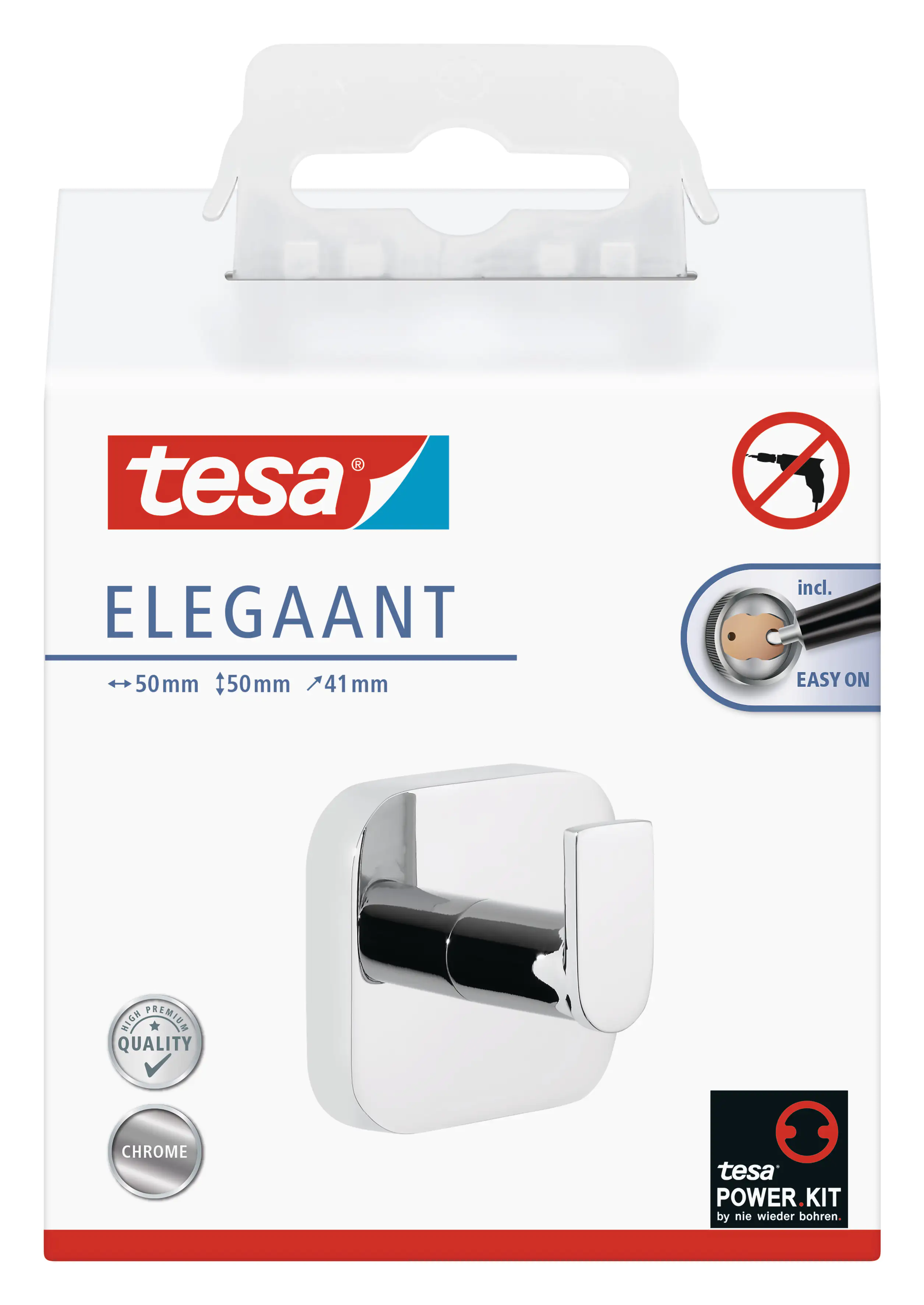 tesa Handtuchhaken Elegaant Metall, chrom, rostfrei