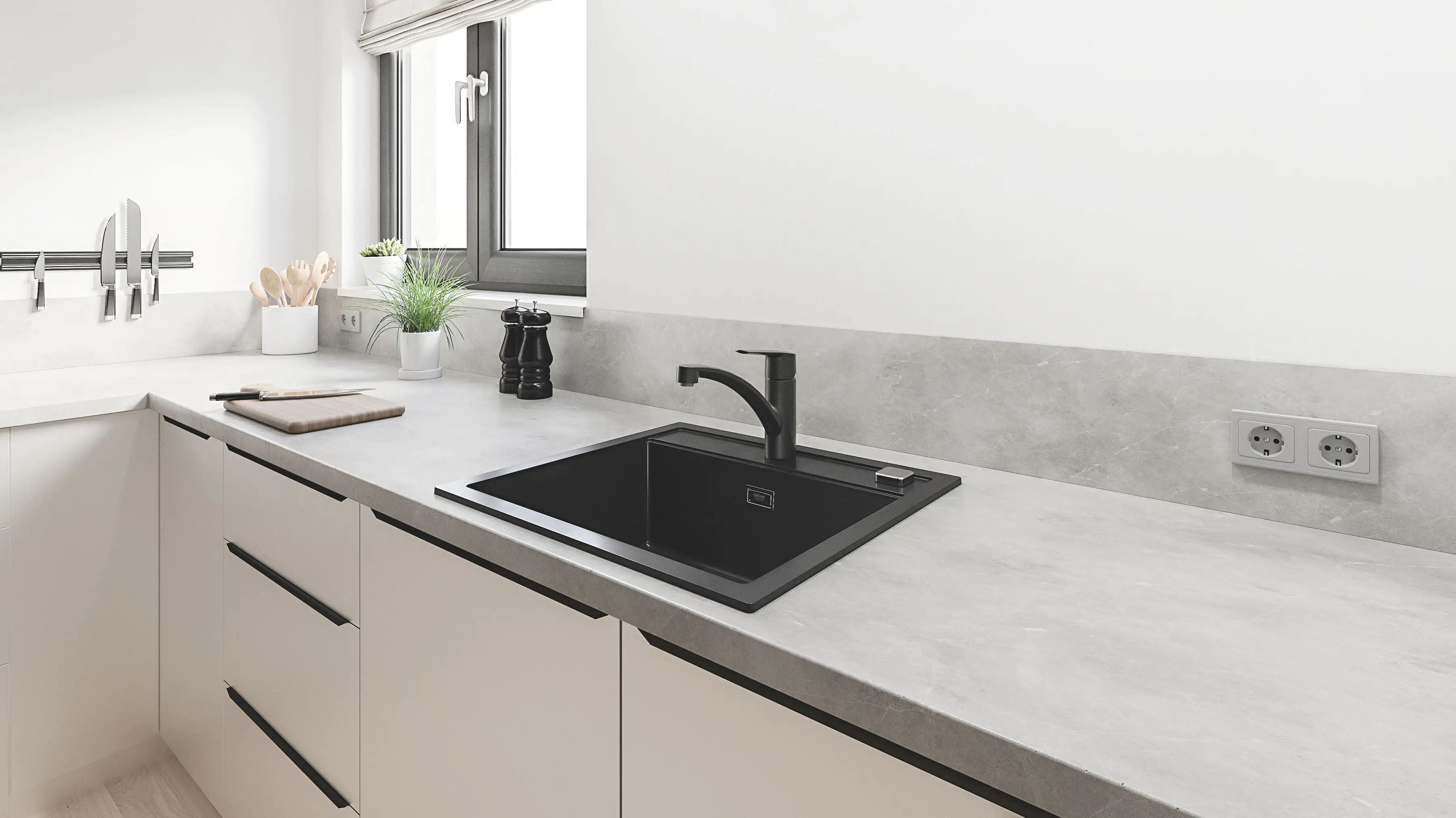 Grohe Quickfix Küchenarmatur START schwarz matt