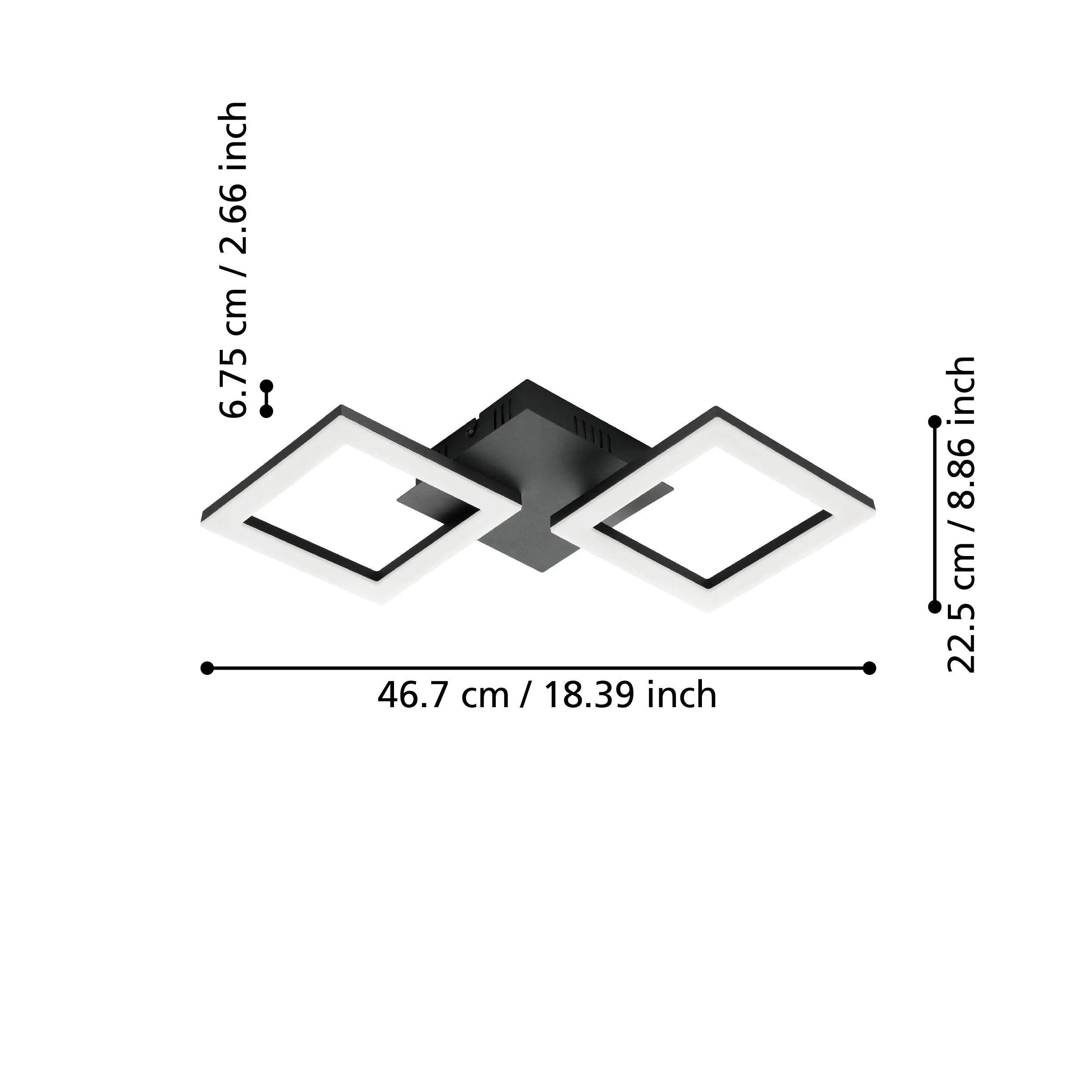 Eglo Connect LED Deckenleuchte Paranday-Z schwarz 47 x 22,5 cm