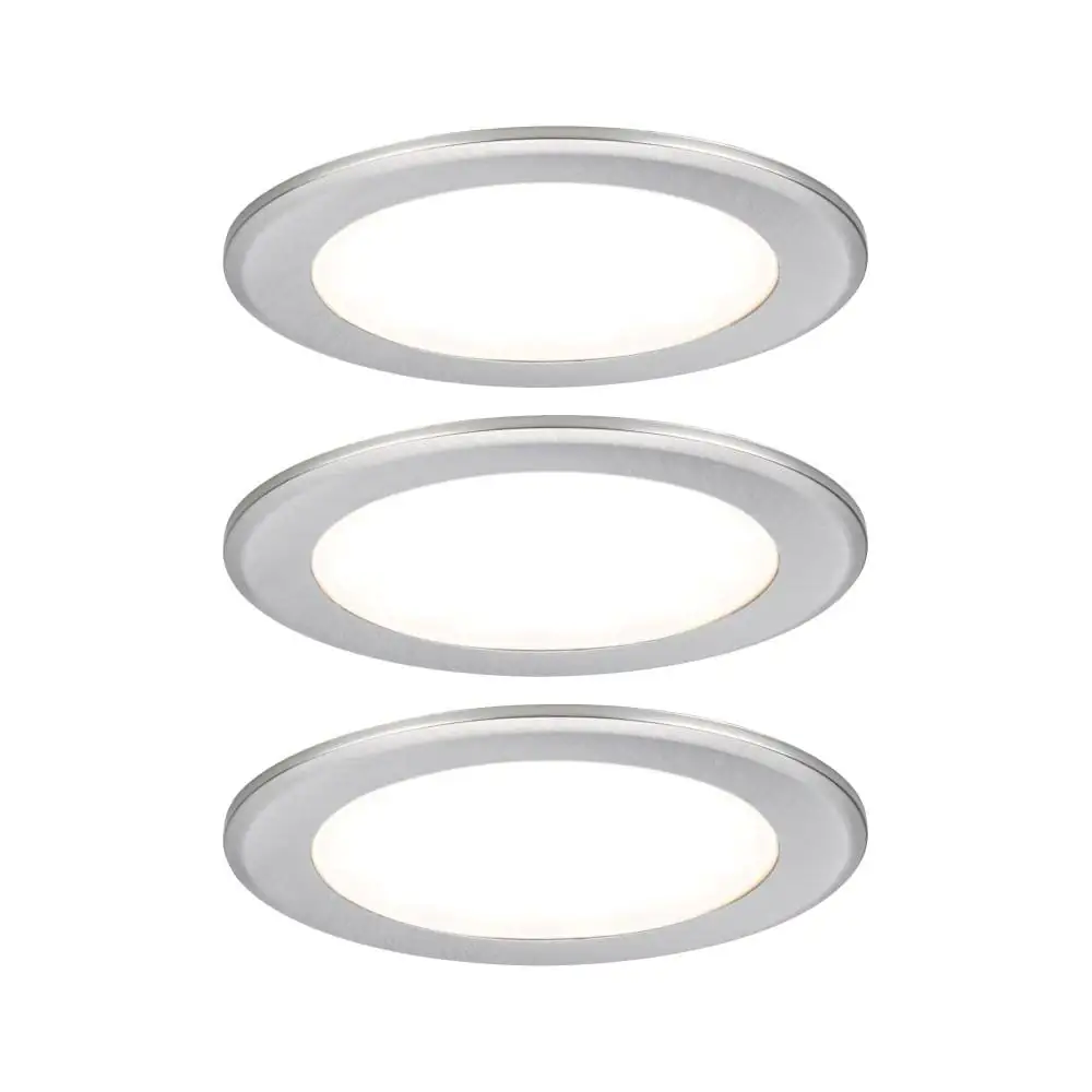 Paulmann LED Möbel-Einbauleuchte eisen gebürstet Ø 6,5 cm warmweiß 3er Set