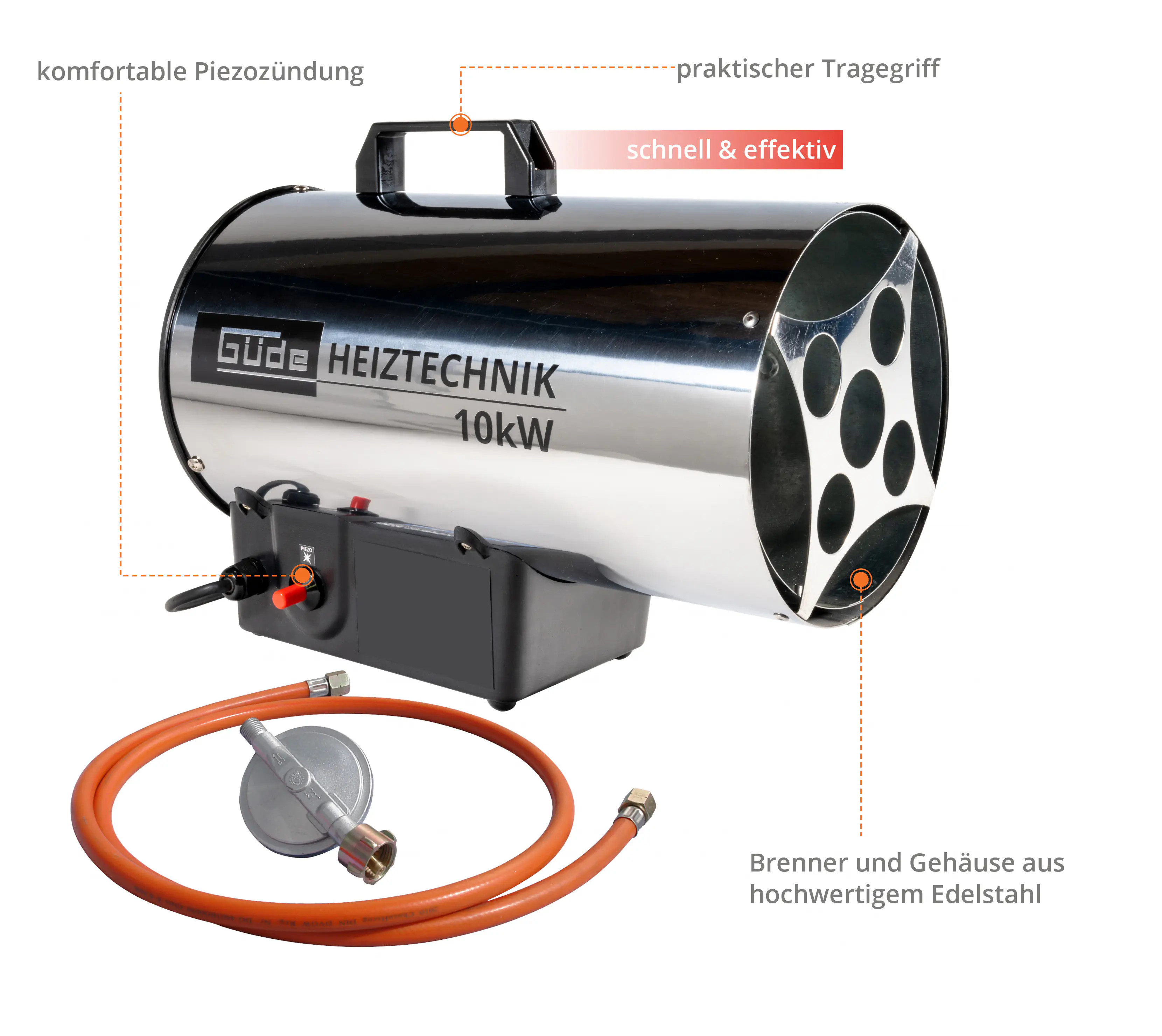 Güde Gasheizgebläse GGH 10 INOX silber/schwarz
