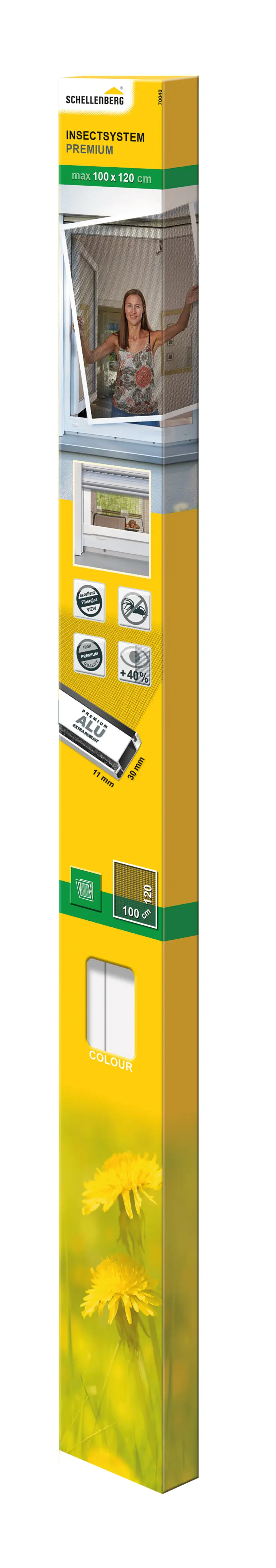 Schellenberg Fliegenschutz-Fenster PREMIUM 100 x 120 cm anthrazit/weiß kürzbar