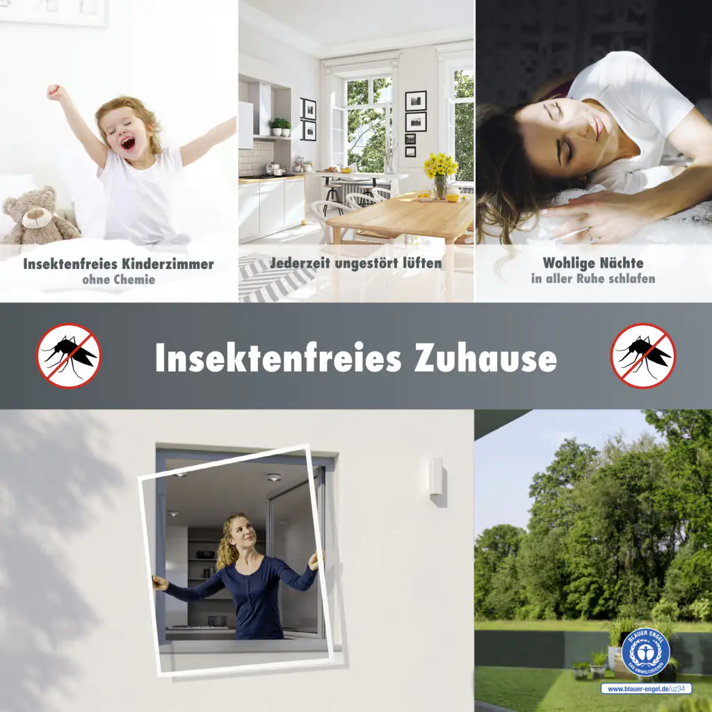Primaster Fliegenschutz-Fenster 130 x 150 cm schwarz/weiß kürzbar