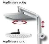 Breuer Duschsystem Aquamaxx 310 ohne Armatur, verchromt, Kopfbrause eckig