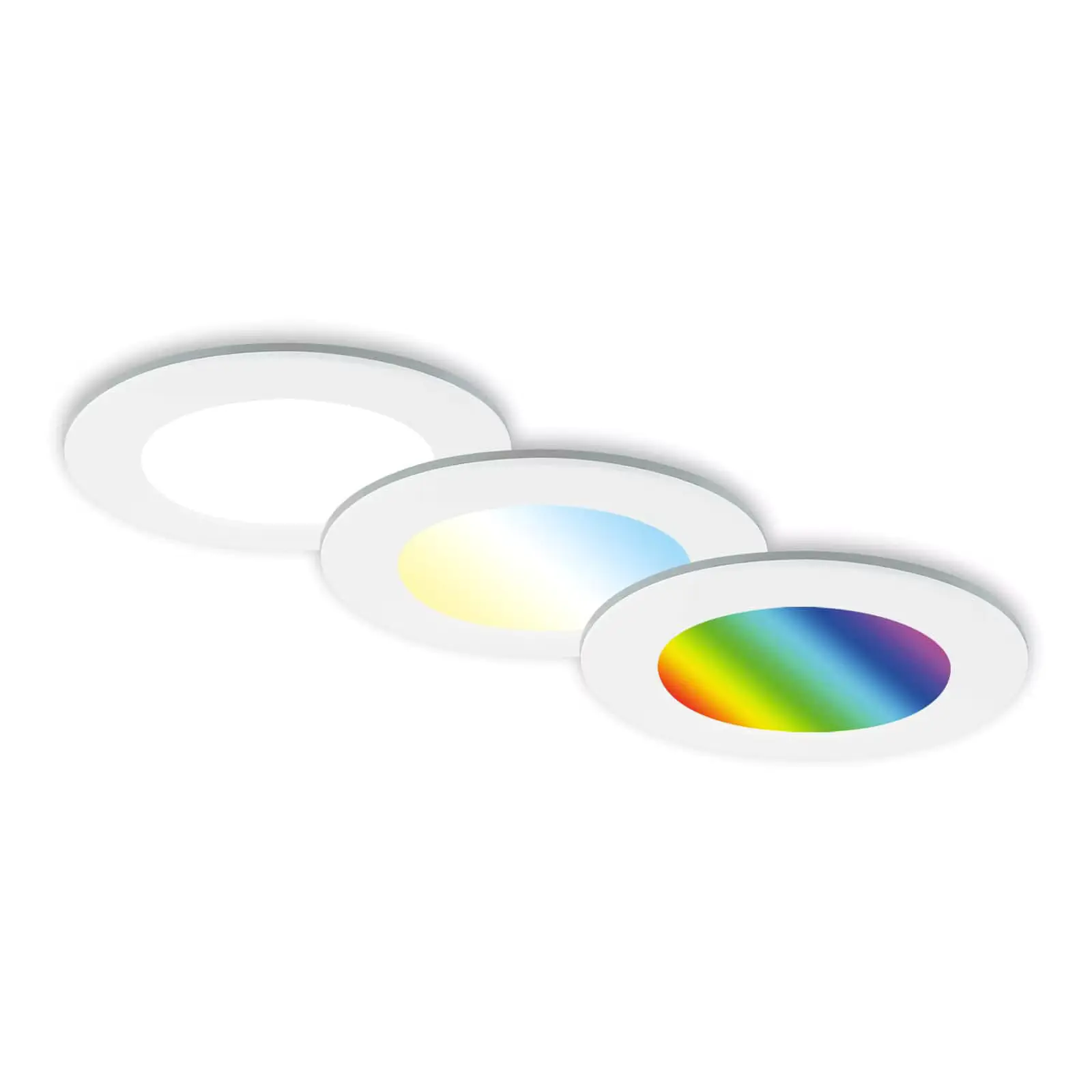 Di-Ka LED Einbauleuchte Fungo RGBW 3er Set weiß Ø 9,2 cm 4,8 W dimmbar