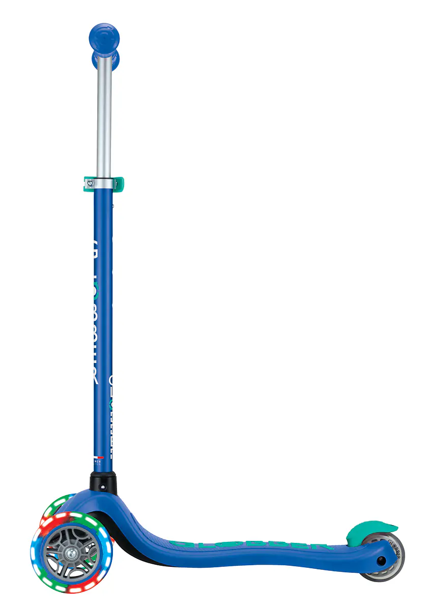Globber Scooter für Kinder mit Leuchtrollen Primo Plus Lights dunkelblau
