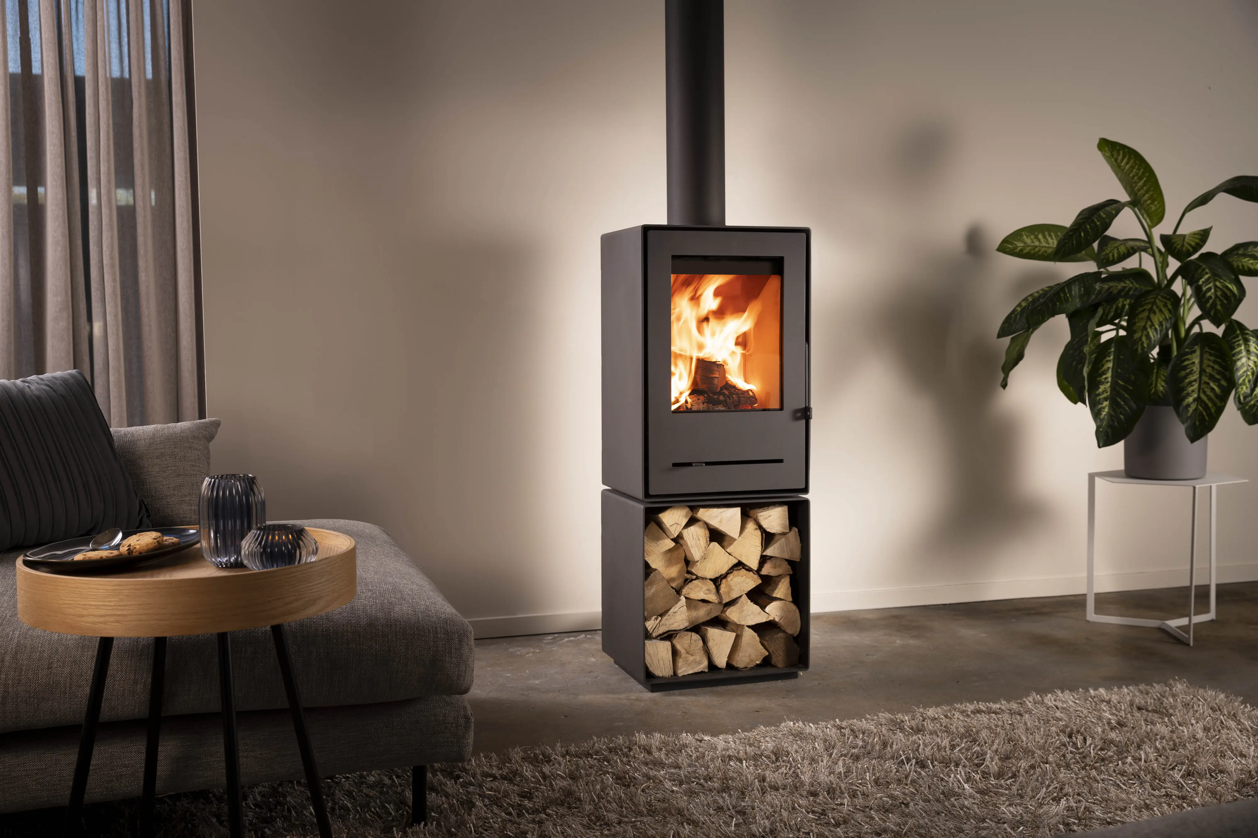 FireFix Quadratische Kombinationsbox zu Kaminofen Nele 44,2 x 35,5 cm schwarz