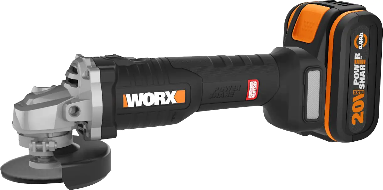 Worx Akku-Winkelschleifer WX812 20 V 4,0 Ah 125 mm bürstenloser Motor