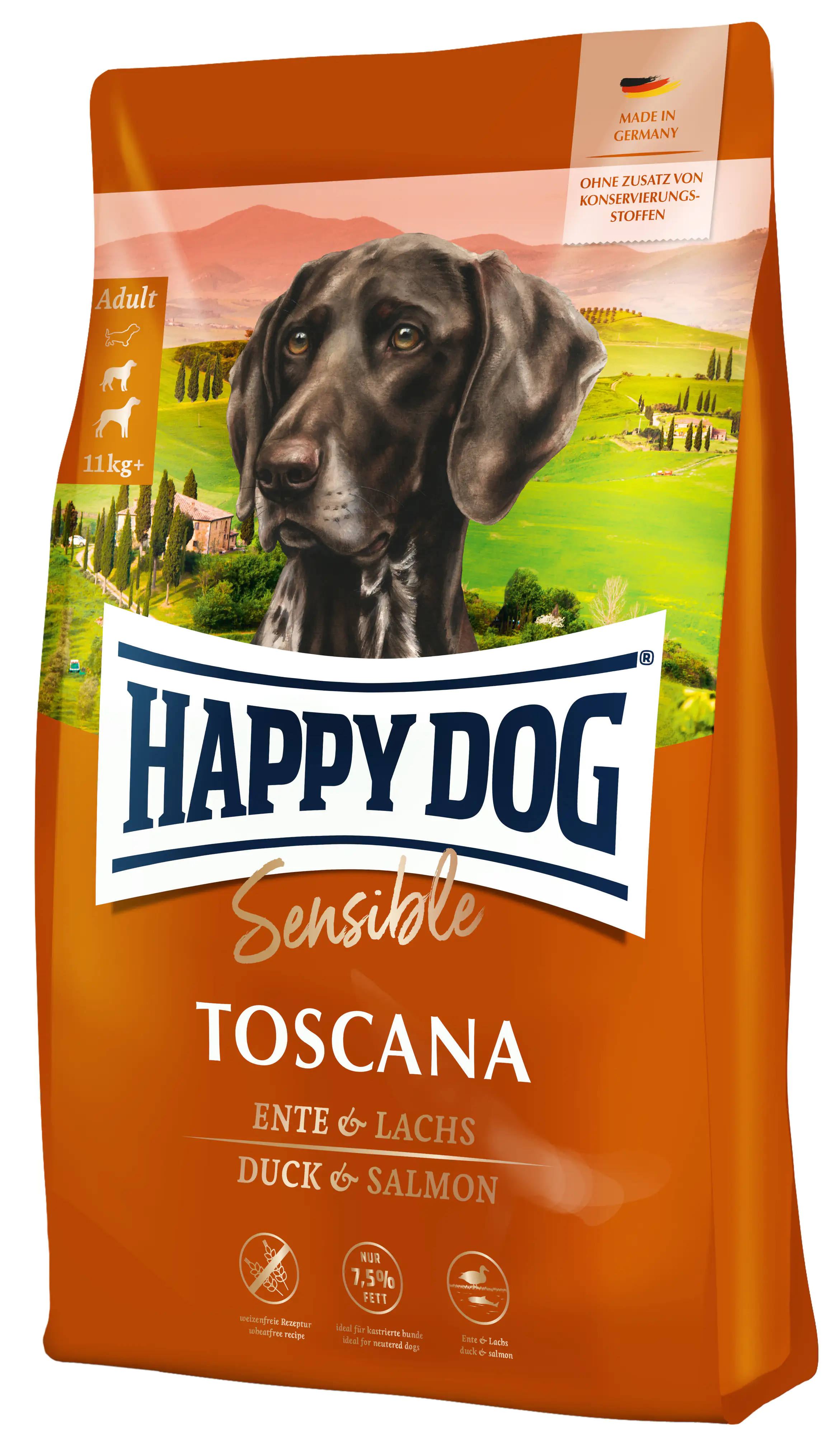 Happy Dog Sensible Toscana Hundetrockenfutter Adult 4 kg Ente & Lachs 