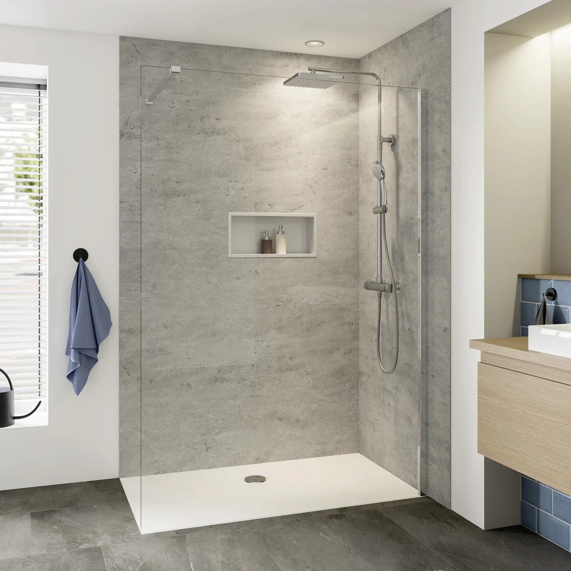 Breuer Panorama Duschwand 140 x 200 Alu chrom Klarglas inkl. CER+