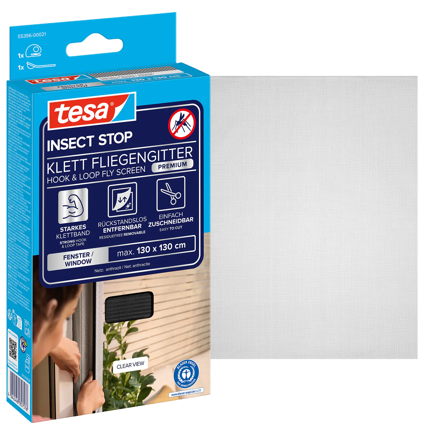 tesa Insektenschutz-Fenster COMFORT 130 x 130 cm anthrazit