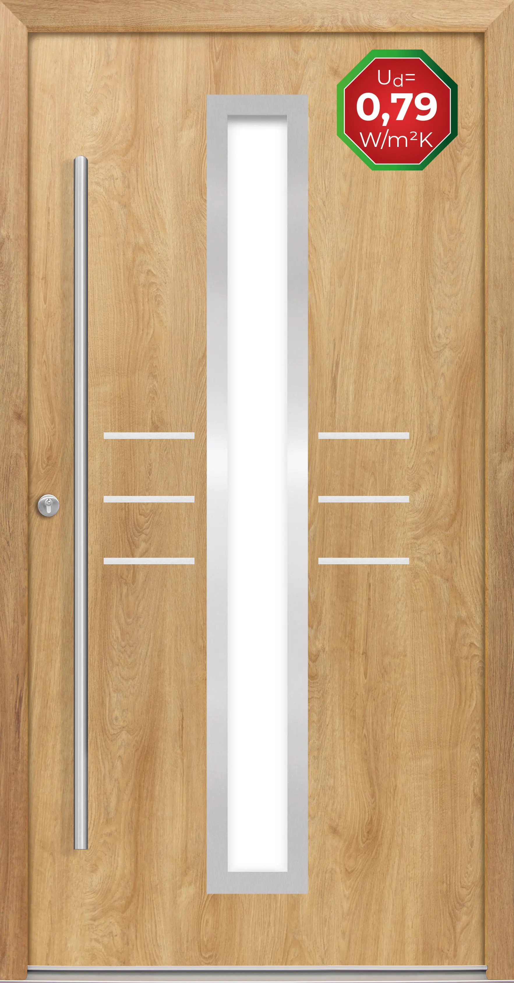 Splendoor Haustür Passivedoor Premium B07 Eiche Natur DIN Links 100 x 210 cm