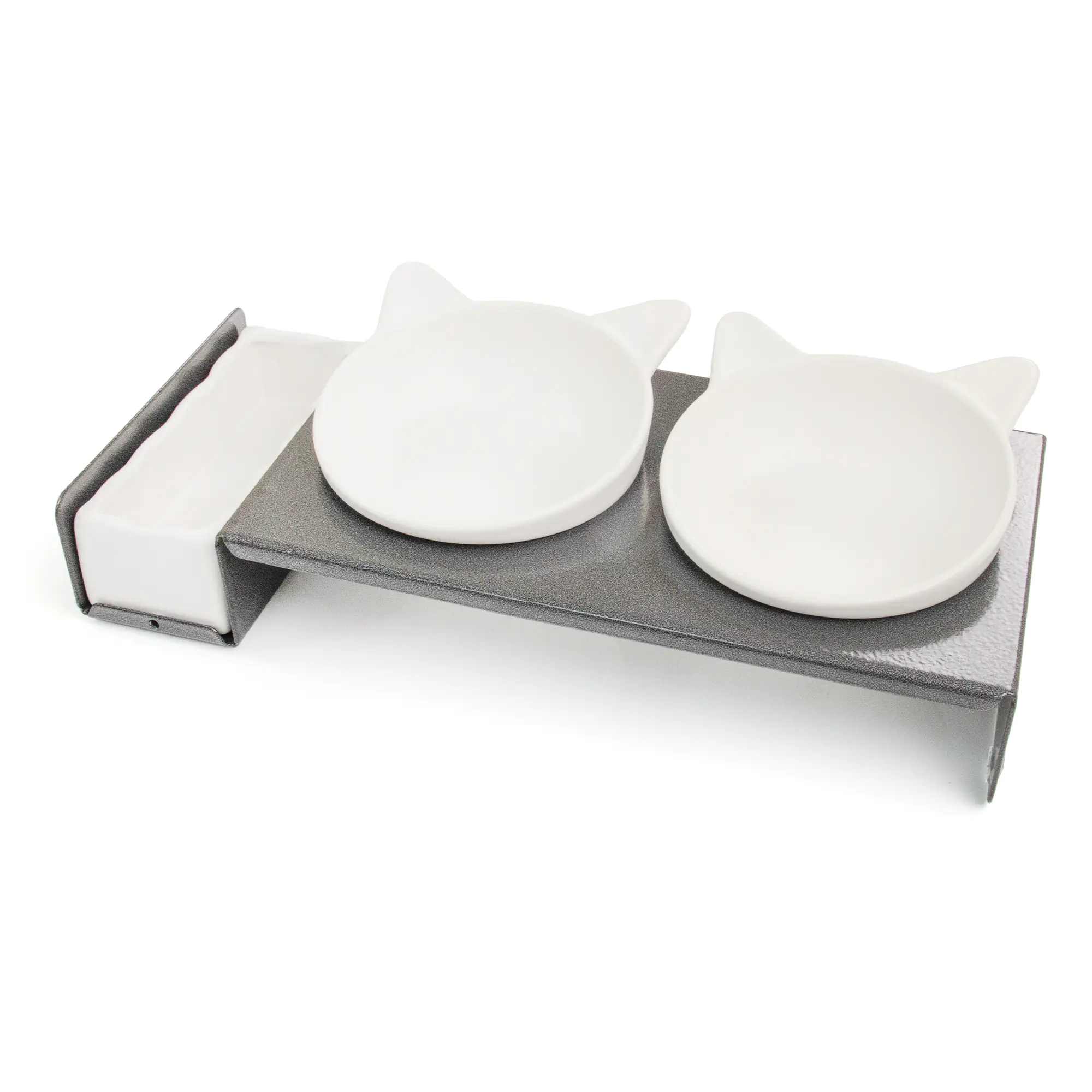 CanadianCat Industrial Foodbar "Cat Diner" - Futterstation aus Metall mit drei Keramikschalen 