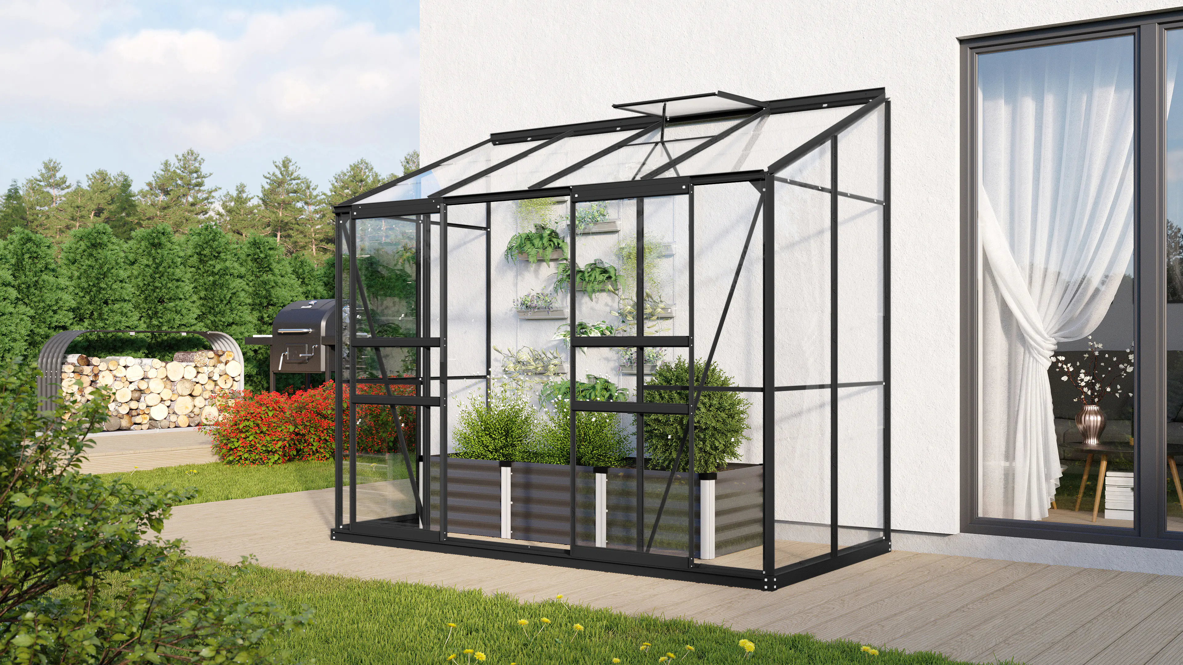 Vitavia Anlehngewächshaus Styx 3300 128 x 254 cm 3 mm ESG