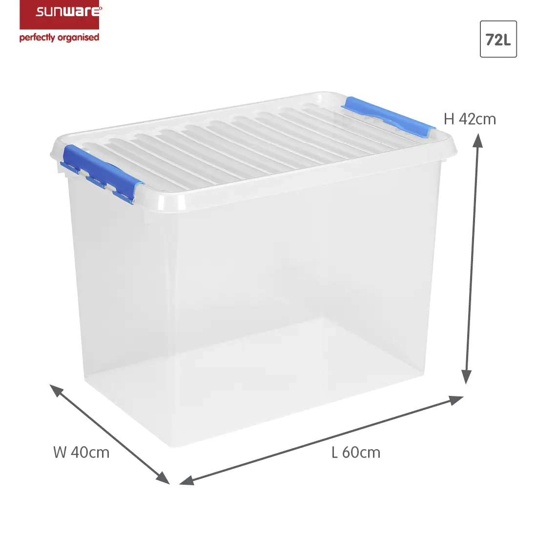 Sunware Aufbewahrungsbox Q-Line mit Deckel 60 x 40 cm 72 L transparent