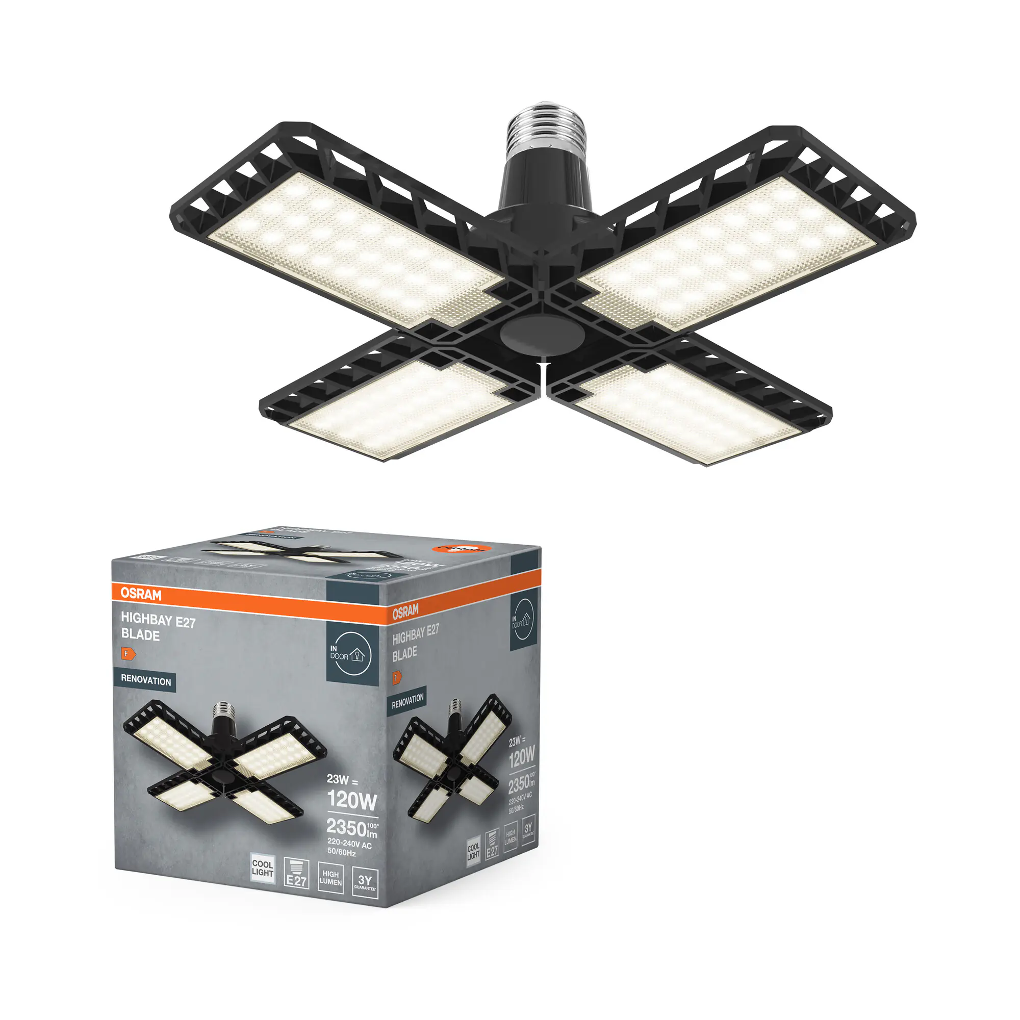 Osram LED Leuchtmittel Highbay Blade E27 23W 840 E27 schwarz