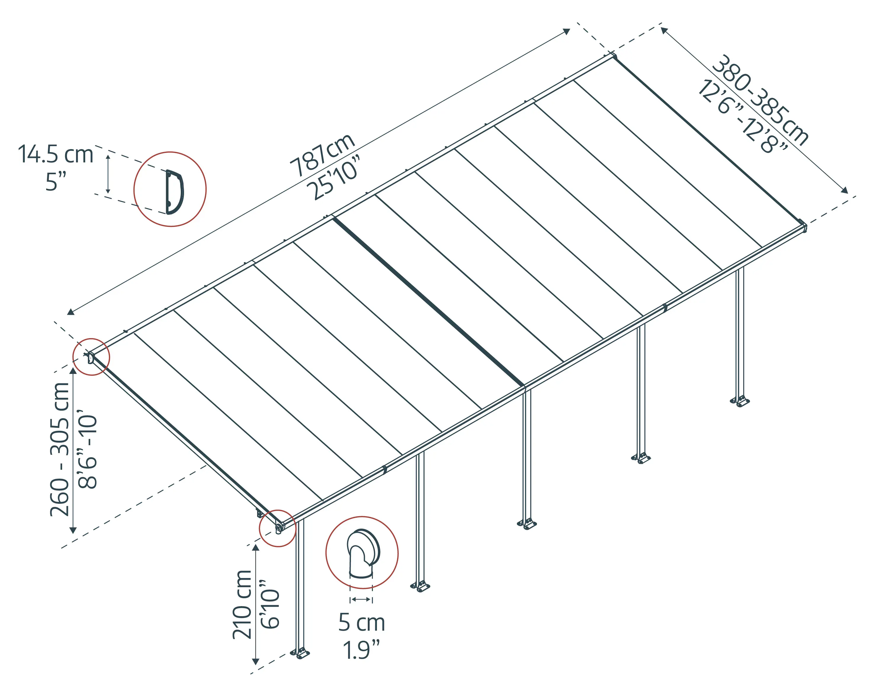 Canopia Terrassendach 787 x 400 cm weiß