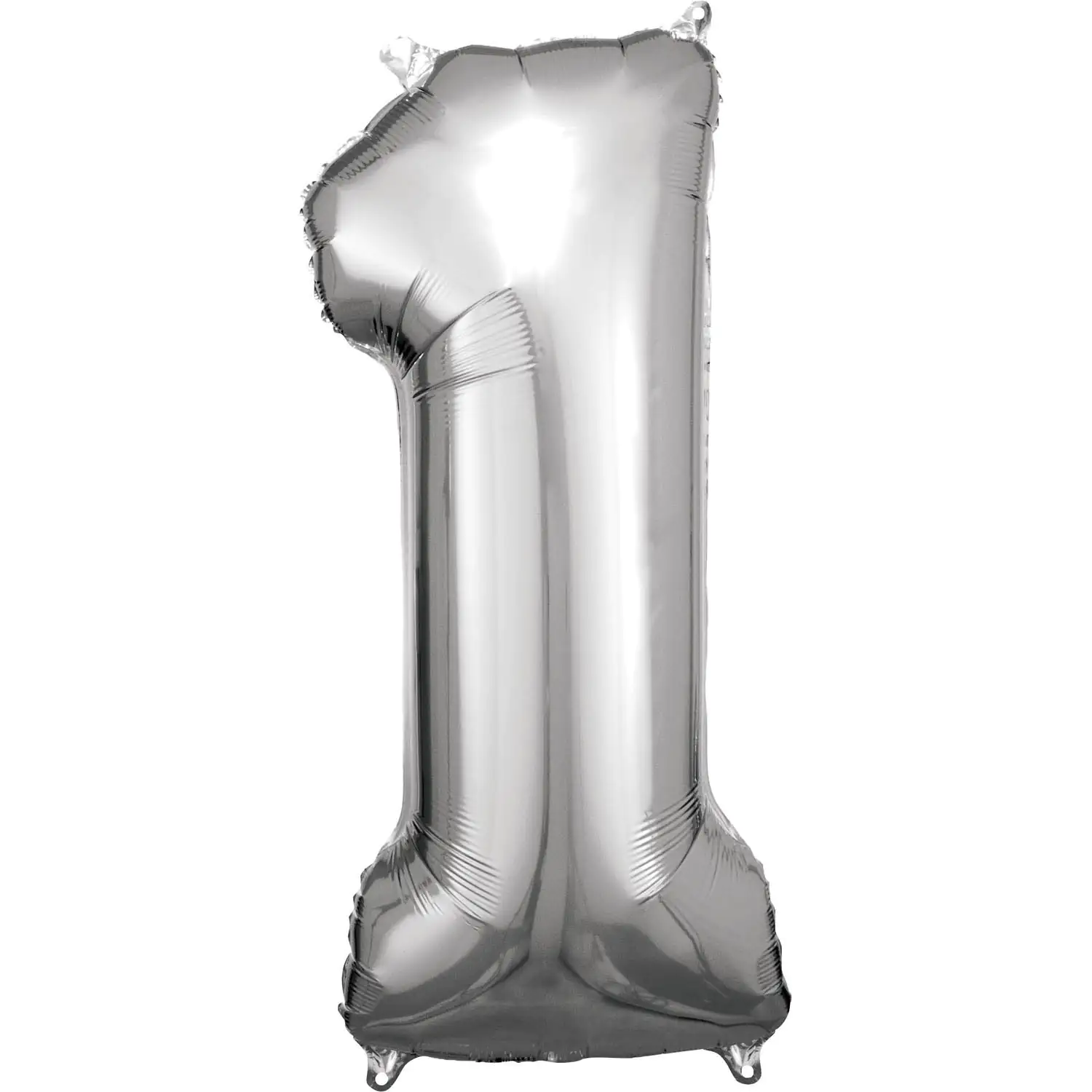 Folienballon Zahl 1 silber 38 cm x 86 cm