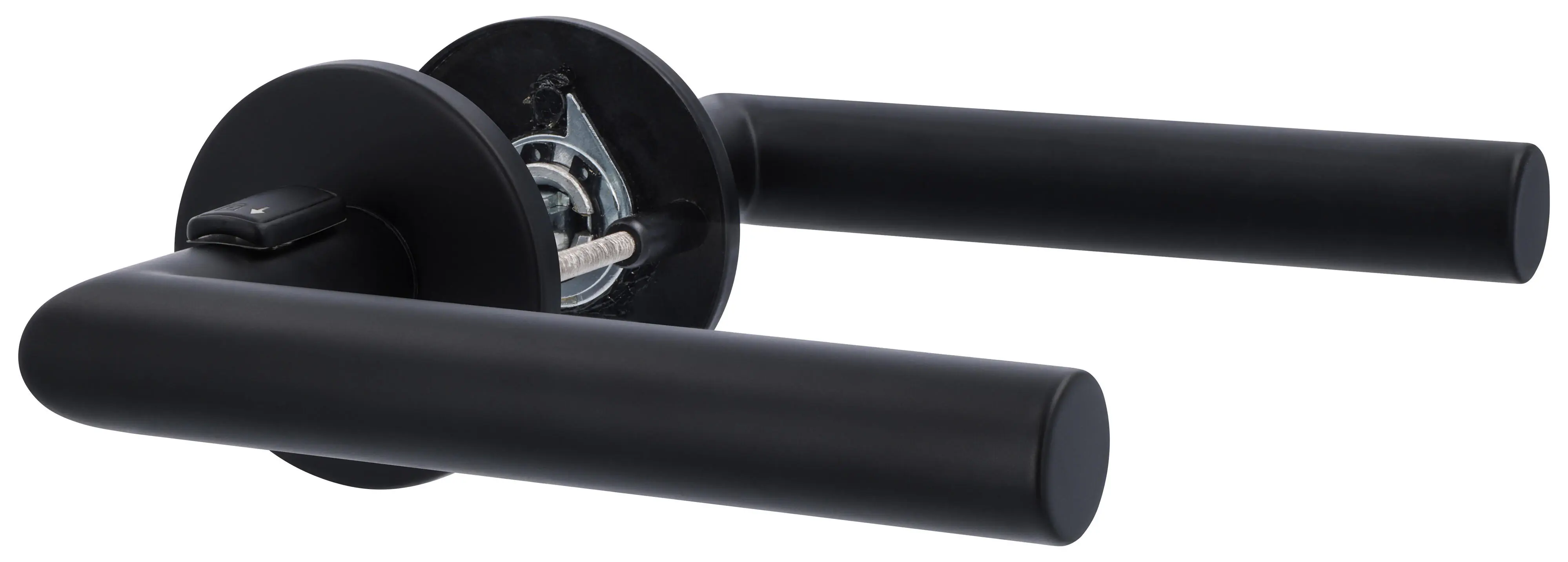 Alpertec WC-Türgriff-Garnitur Rosette Push4Lock Edelstahl lackiert schwarz matt Ø 55 mm rechts