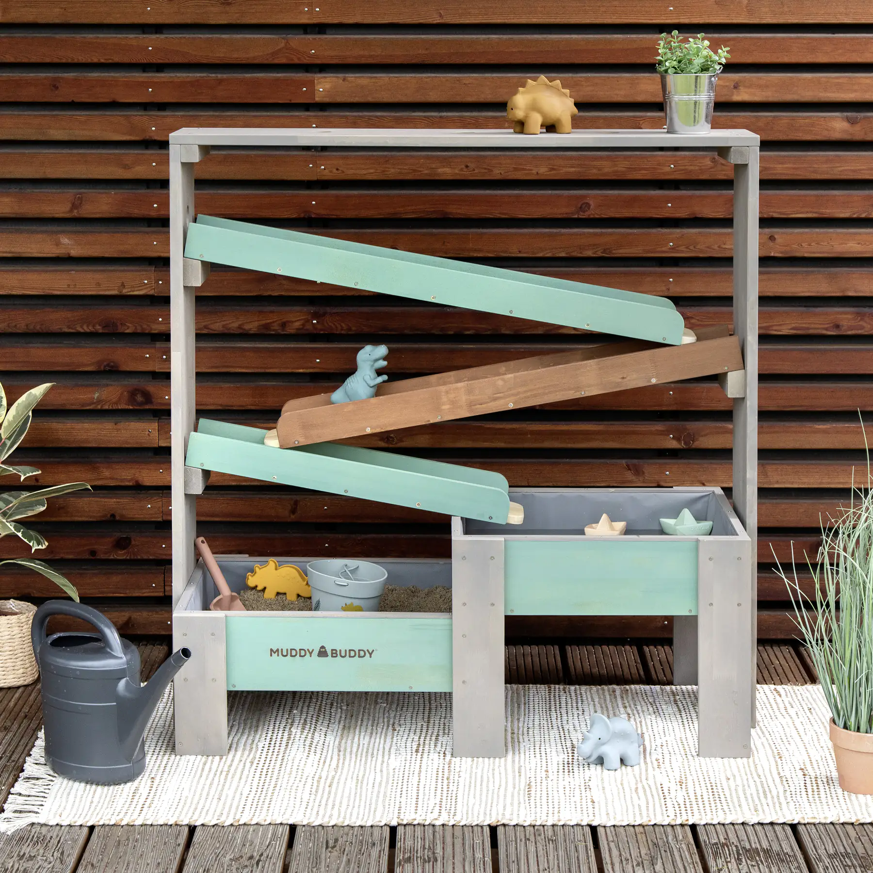 Muddy Buddy Wasserbahn Aqua Tower warmgrau-salbei 101 x 44 x 105 cm