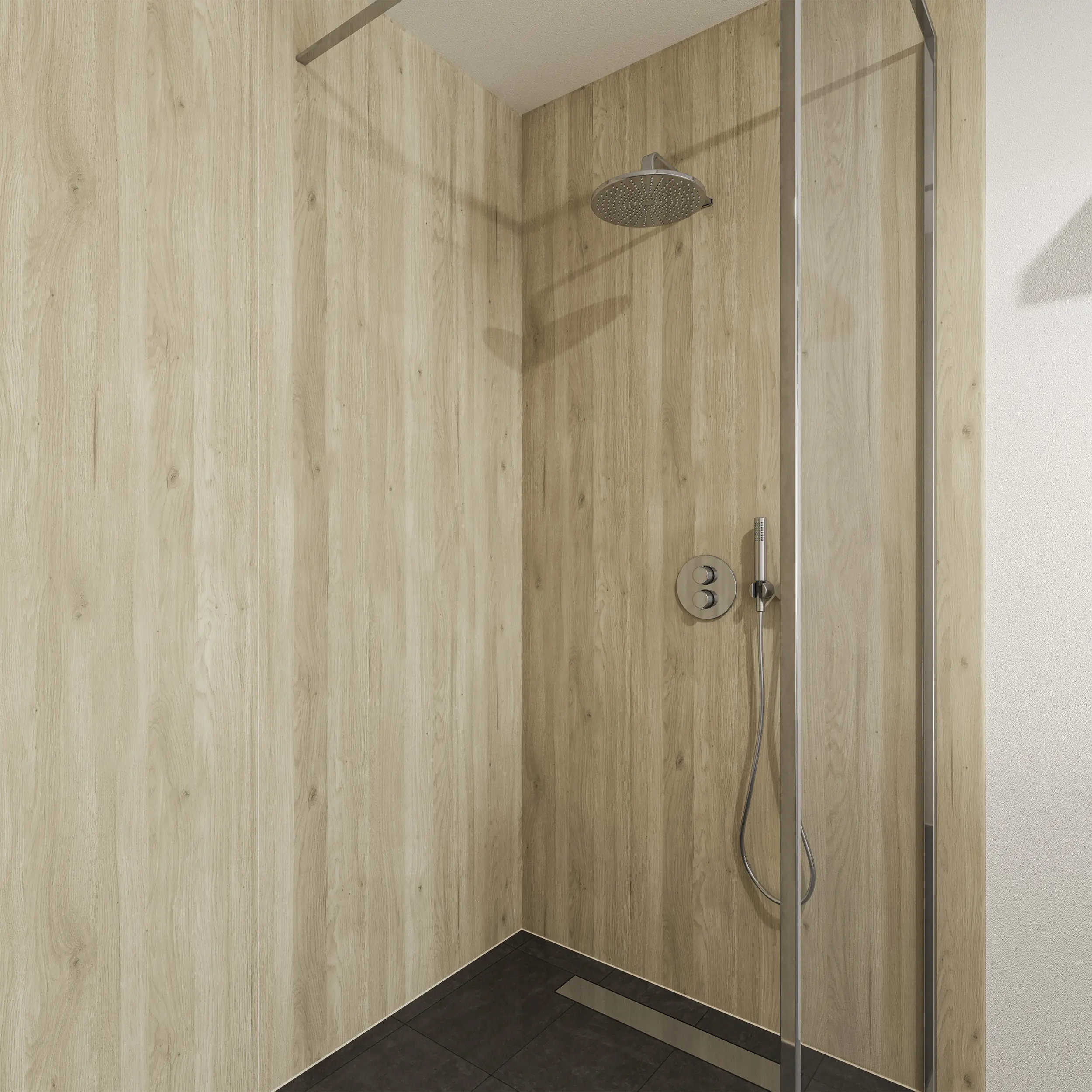 Wetwall Elite Wandpaneel  Native Oak 16 x 242 cm mit abgerundeter Abschlusskante
