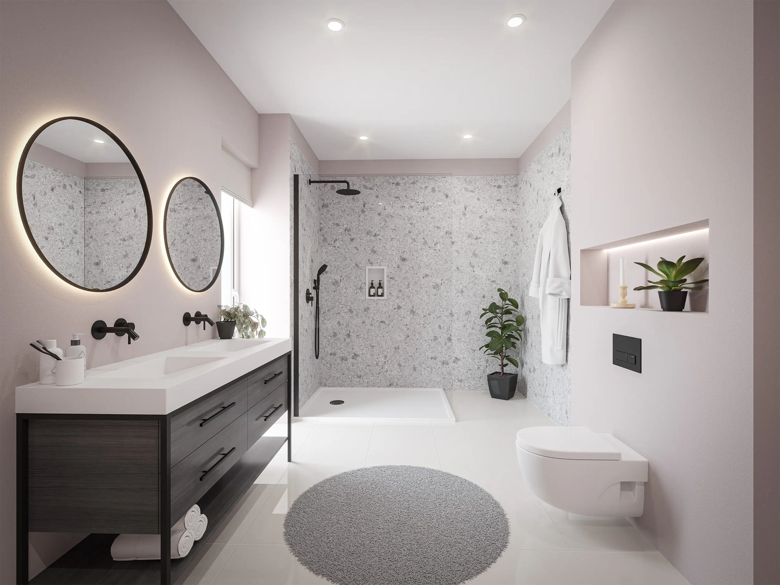 Wetwall Elite Wandpaneel  Terrazzo White 120 x 242 cm mit Nut & Feder
