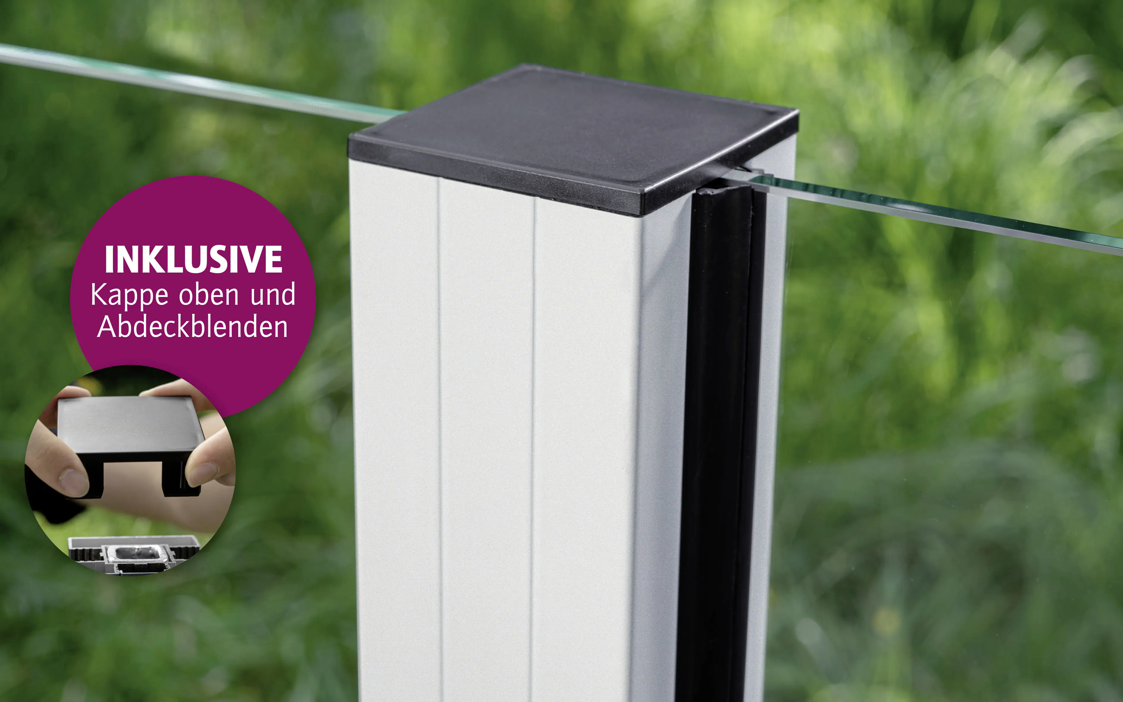 Ambiente Aluminium-Pfosten 127 cm, 68 x 68 mm, Verkehrsweiß Struktur 9016