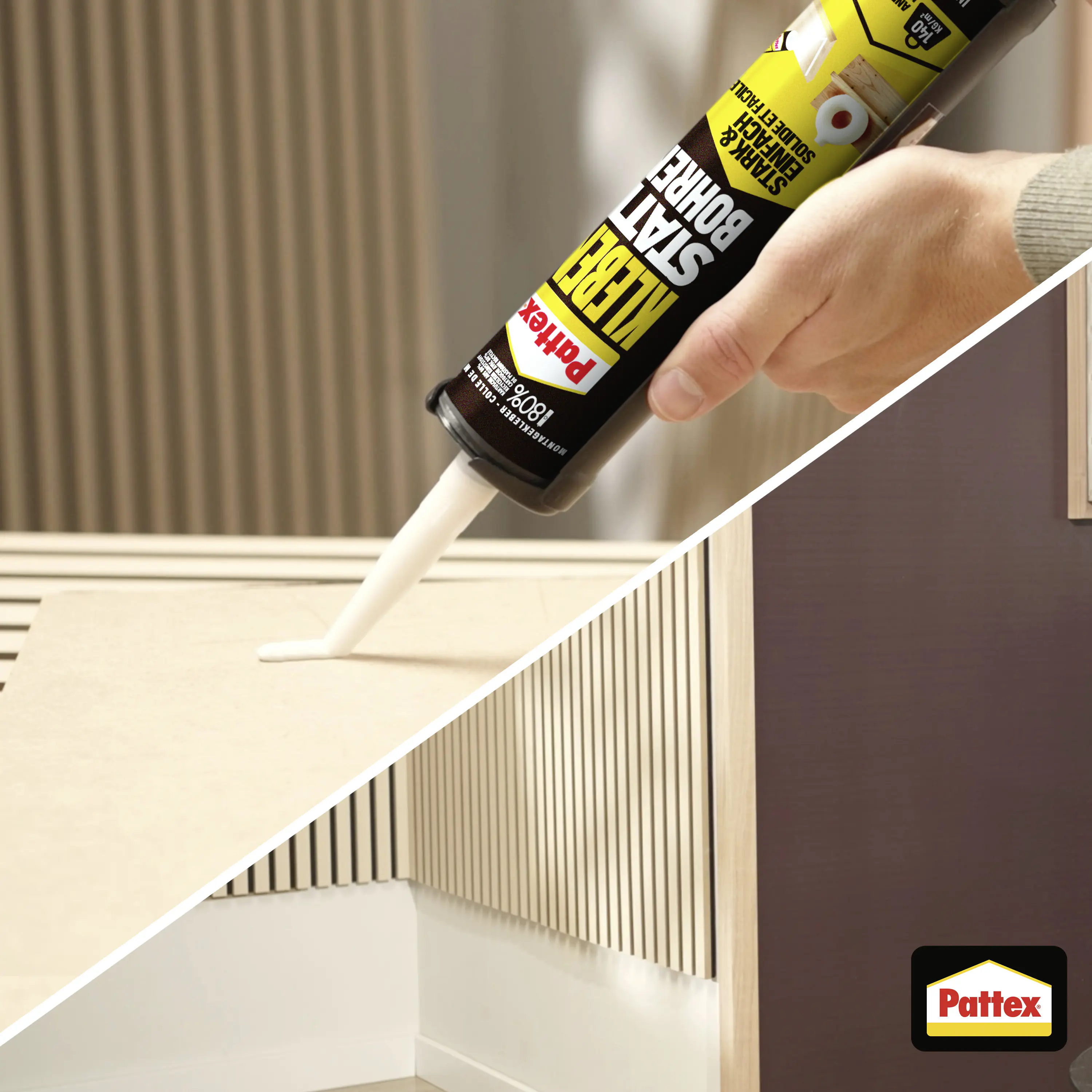 Pattex Kleben statt Bohren Montagekleber 400 g Kartusche, weiß