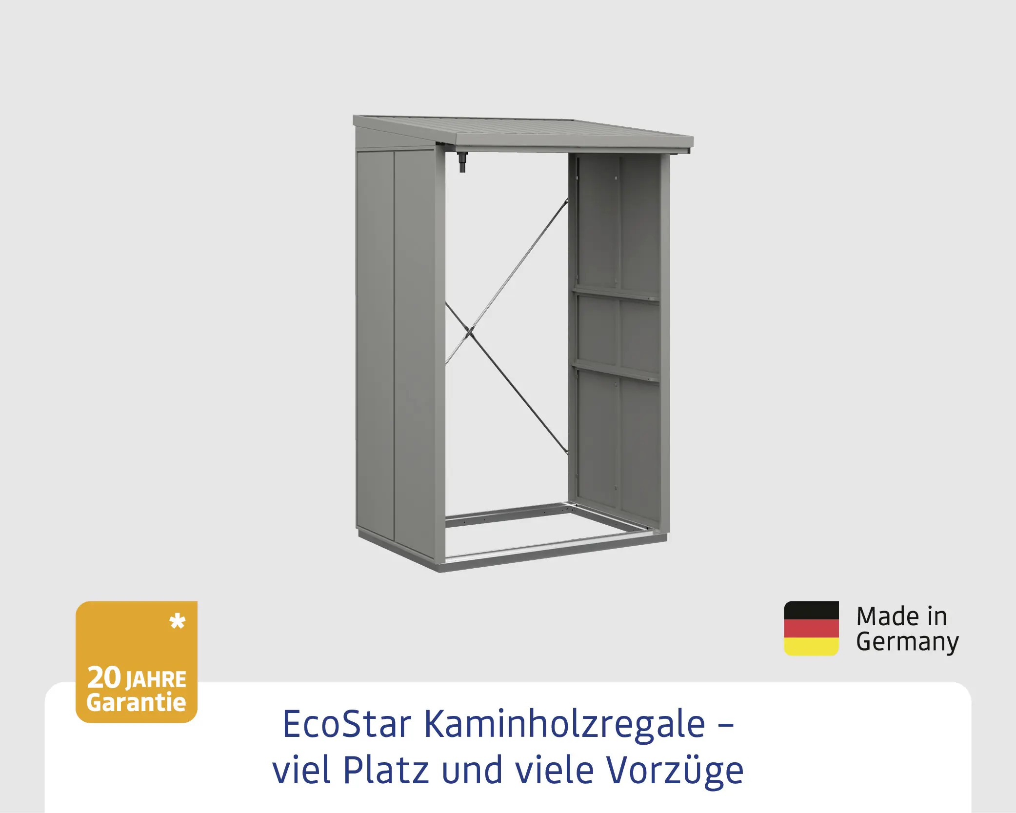 Ecostar Kaminholzregal Elegant-V Typ 1, graualuminium, mit Verstrebung