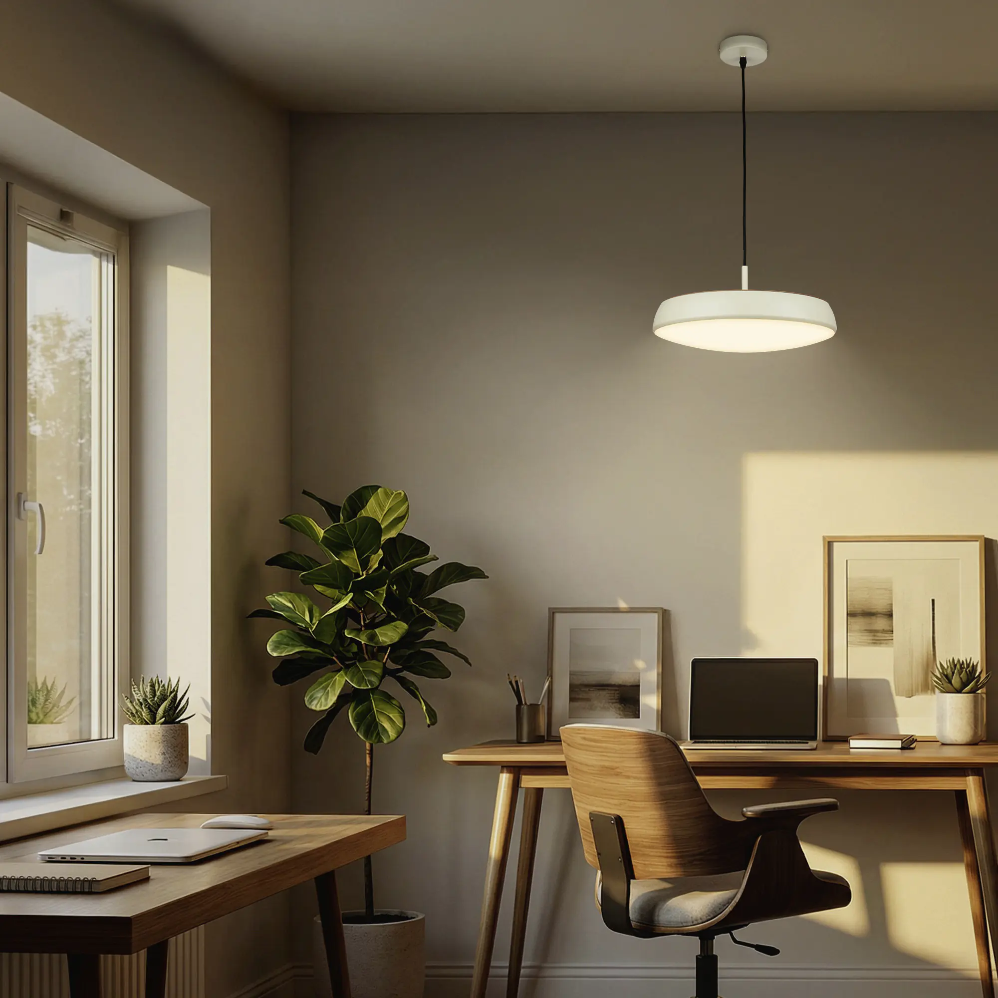 Briloner LED-Pendelleuchte Nala Ø 35 cm hellgrau warmweiß